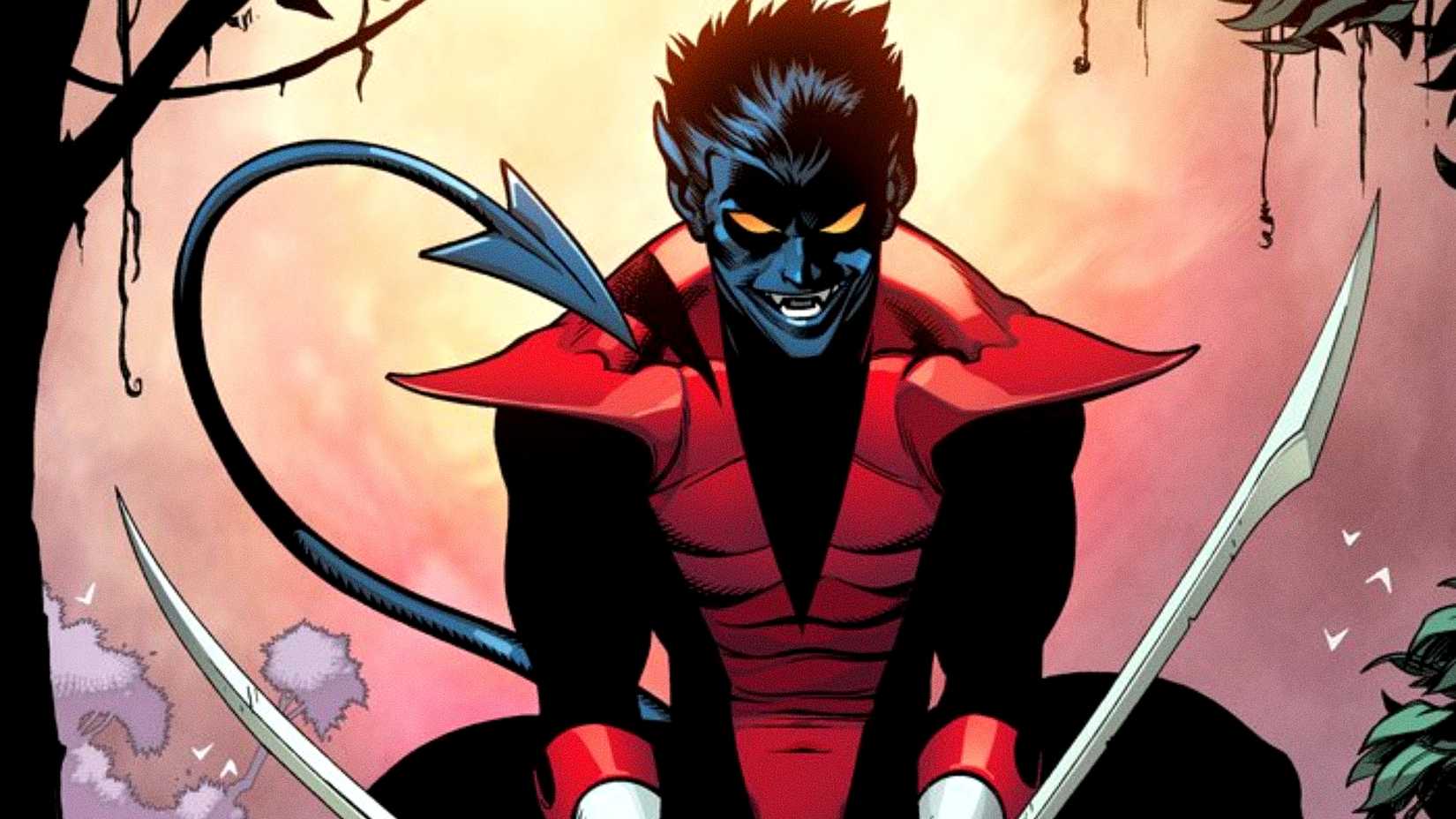 Nightcrawler smiles wielding his sword in X-Men comics