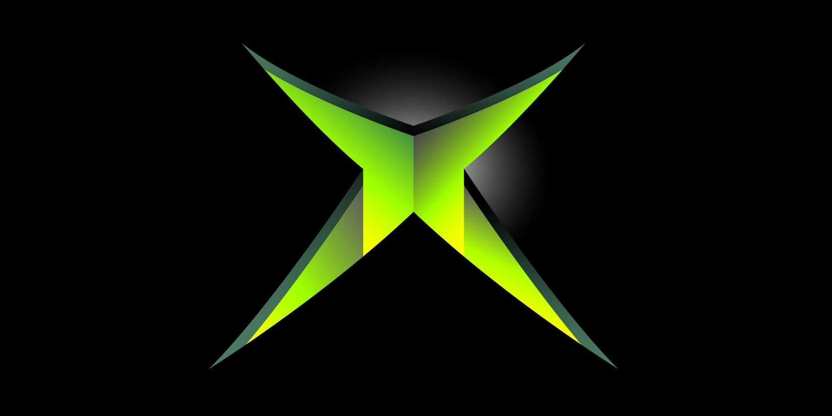 Originales Xbox-Logo auf schwarzem Hintergrund.