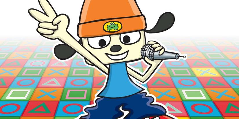 PaRappa the Rapper with a mic in art for PaRappa 2