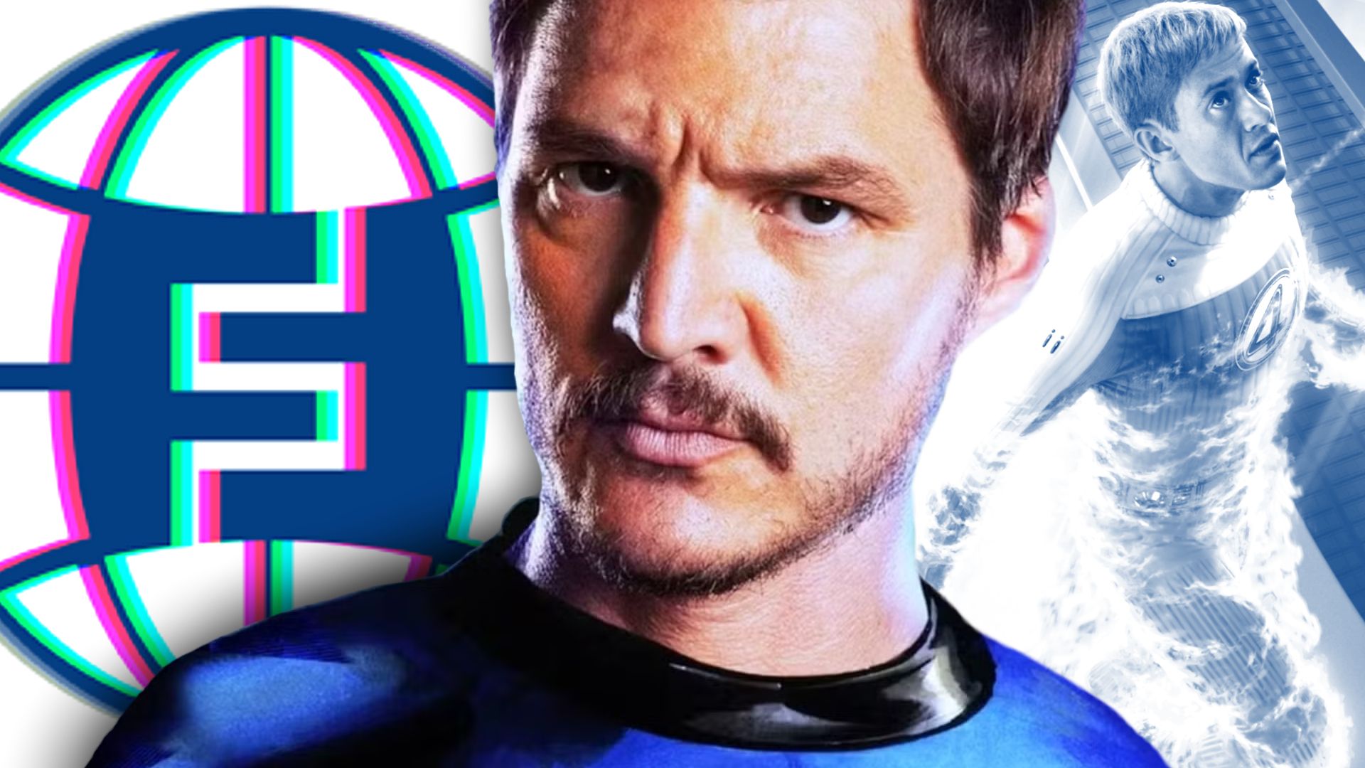 pedro pascal's reed richards next to future foundation symbol from fantastic four lore