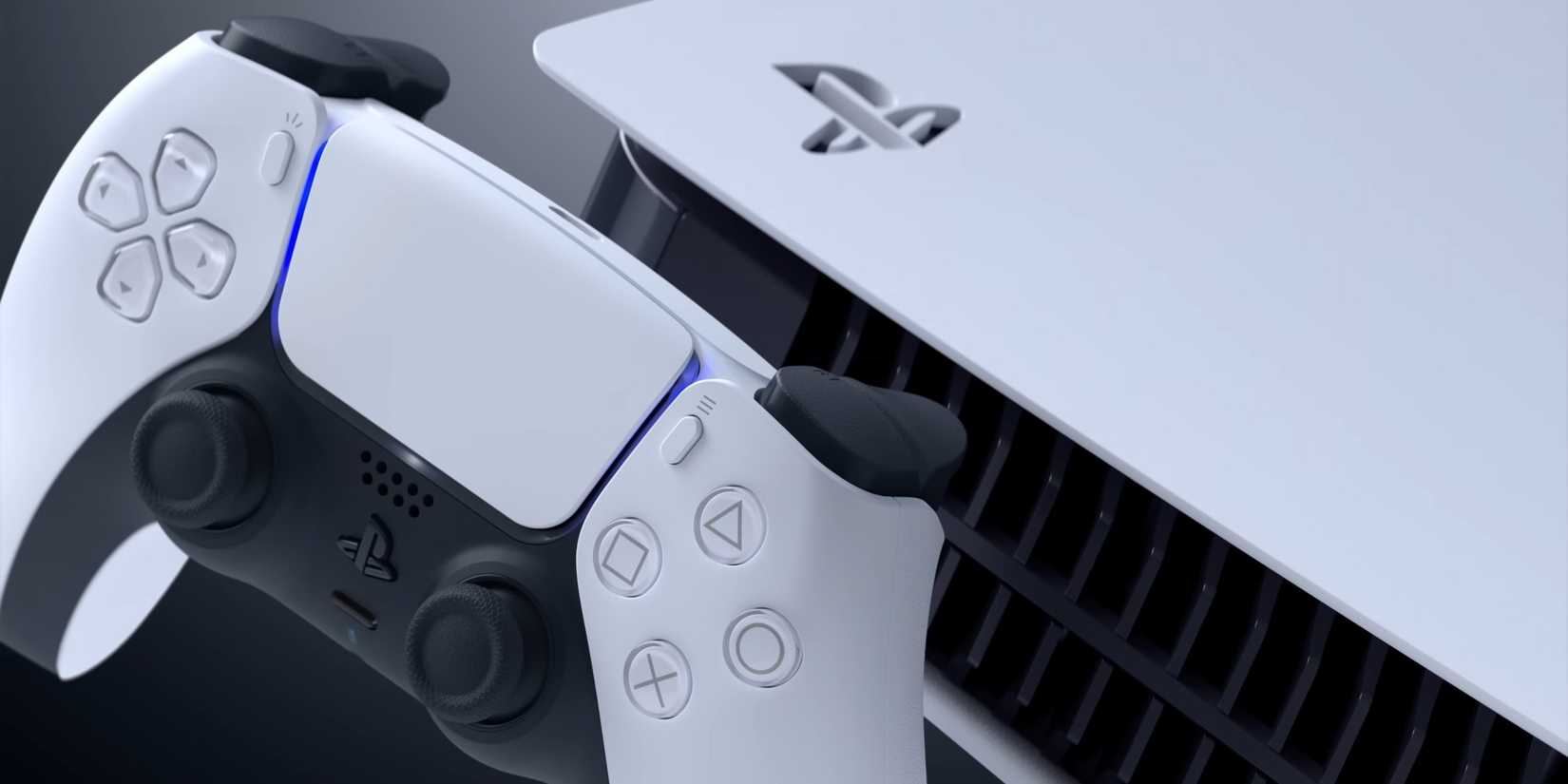 The DualSense right next to a PlayStation 5 console.