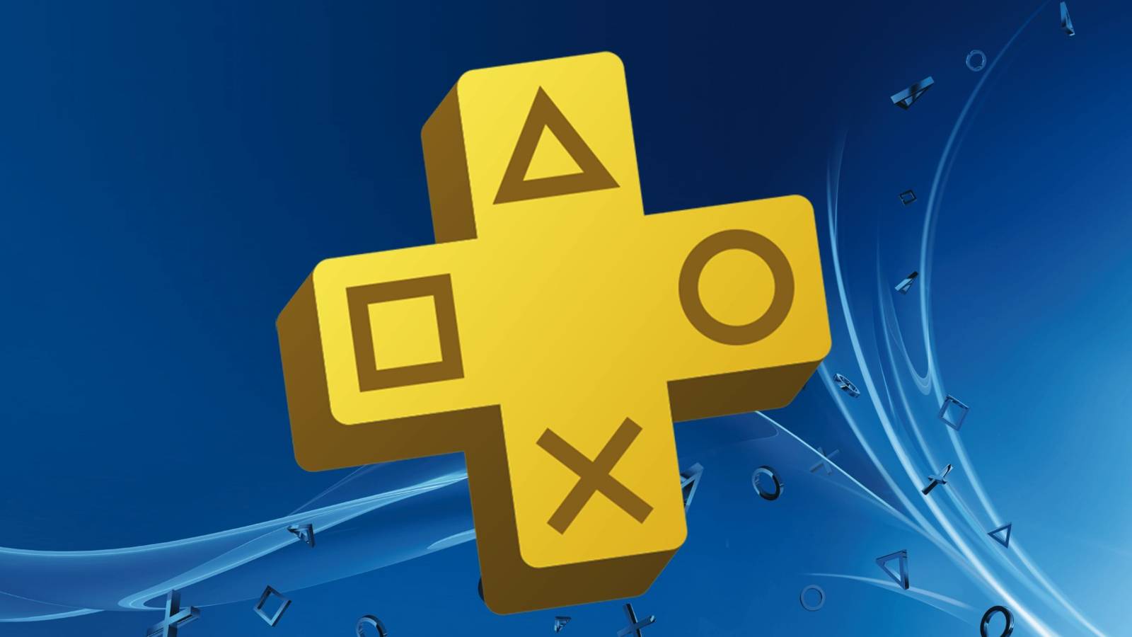 PS Plus logo in front of a blue PlayStation background