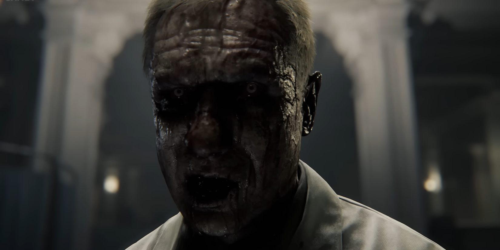Resident Evil Requiem doctor zombie close up