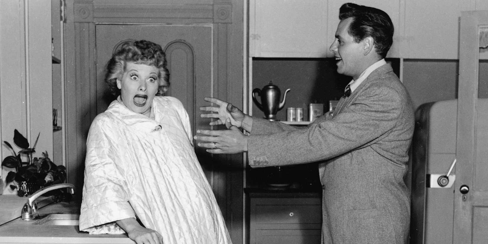 Ricky comes at Lucy in I Love Lucy