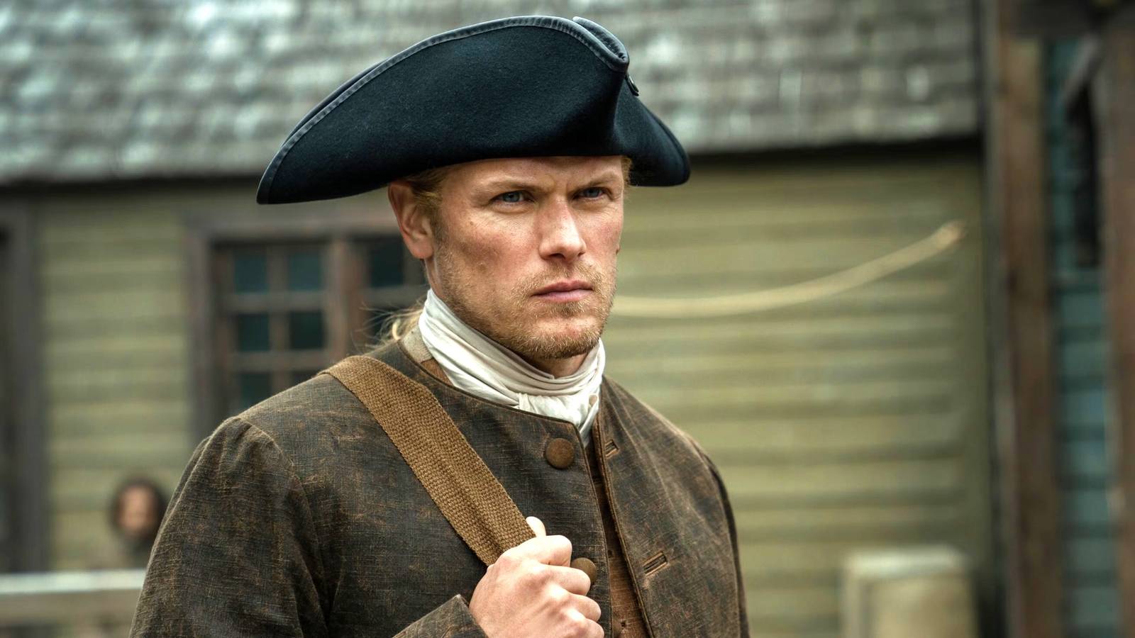 Sam Heughan looking ahead in a promo shot for Outlander