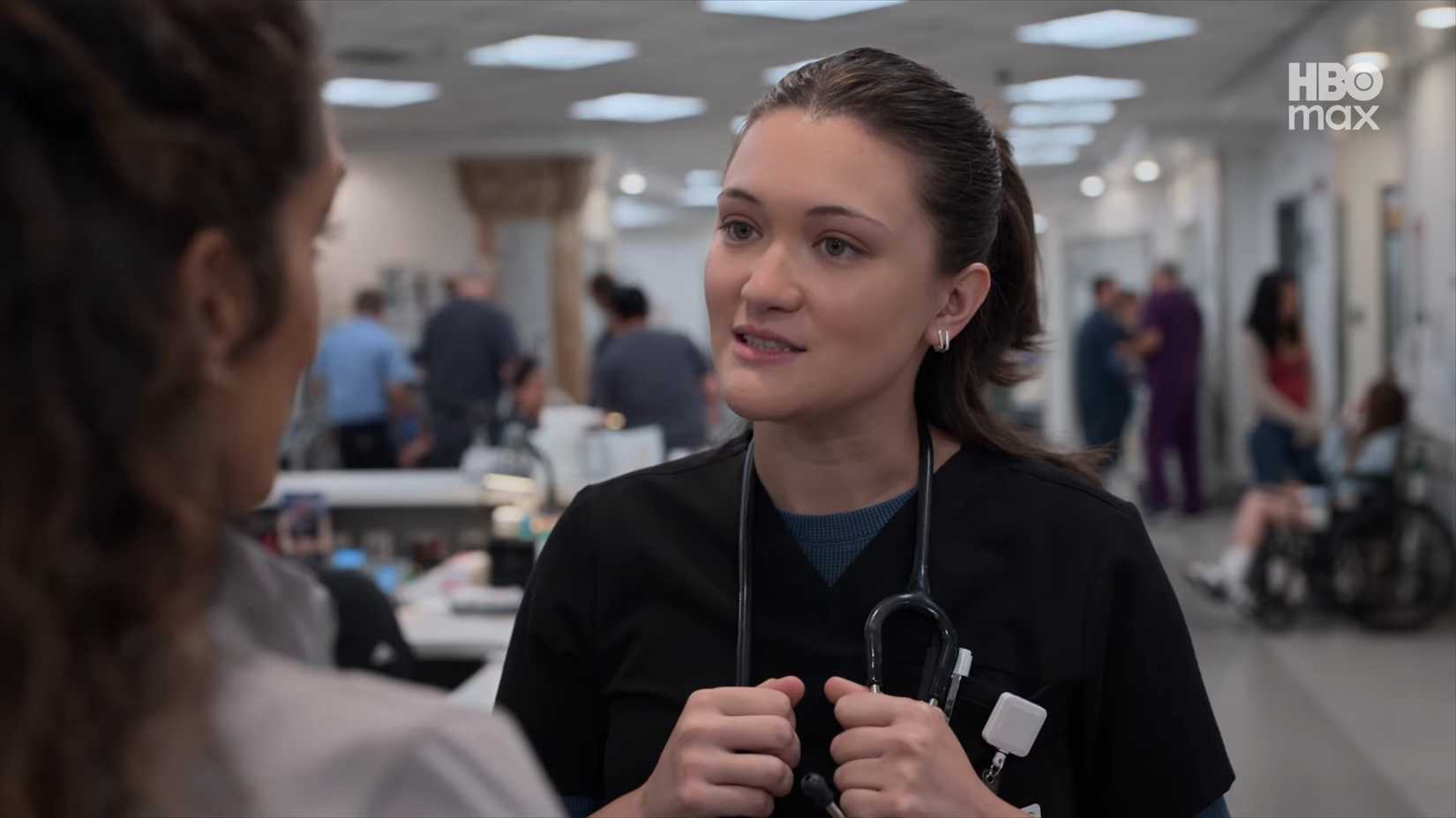 Dr. Trinity Santos (Isa Briones) in The Pit Season 2, Episode 4