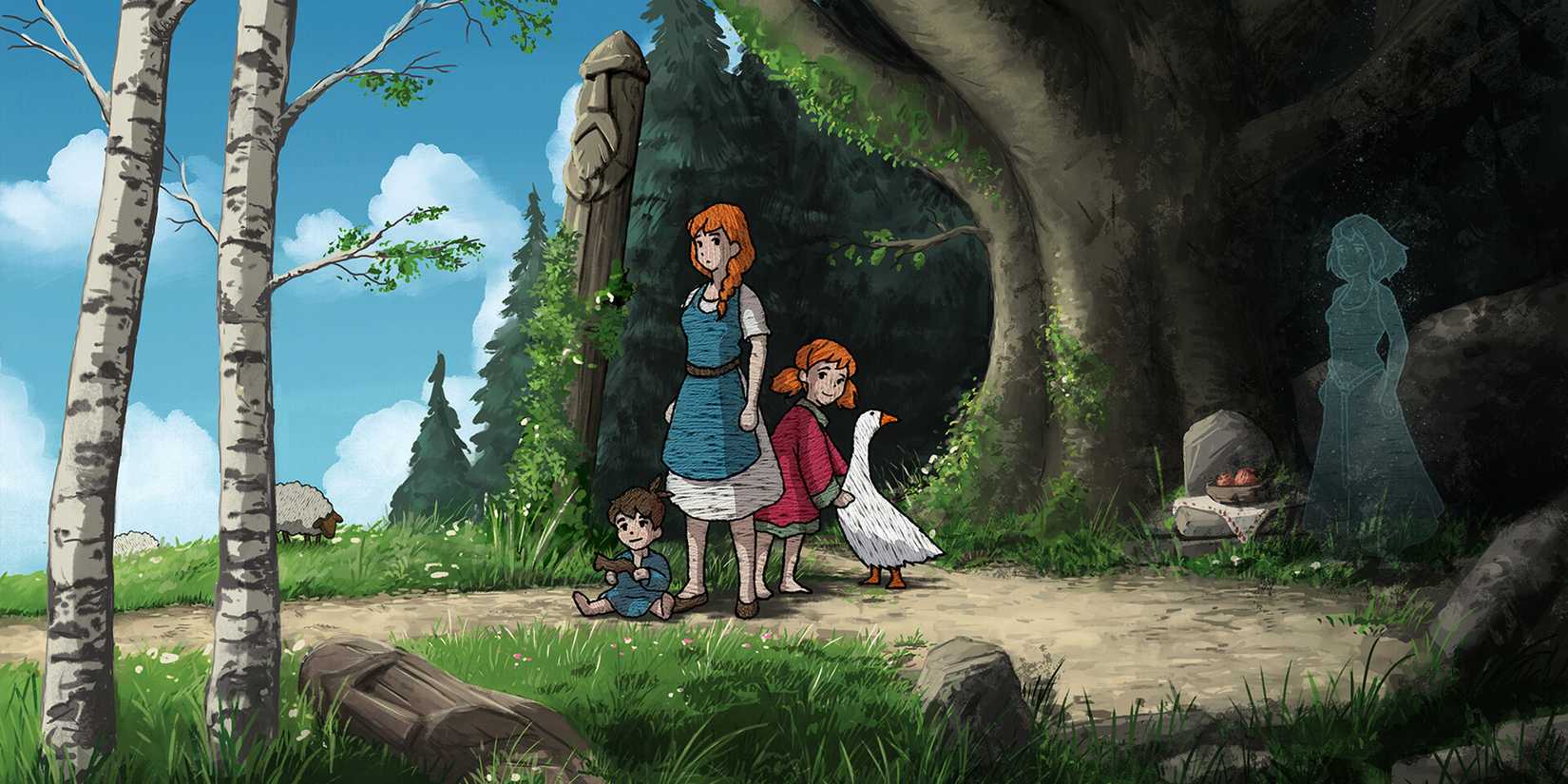 Scarlet Deer Inn characters in a woodland setting