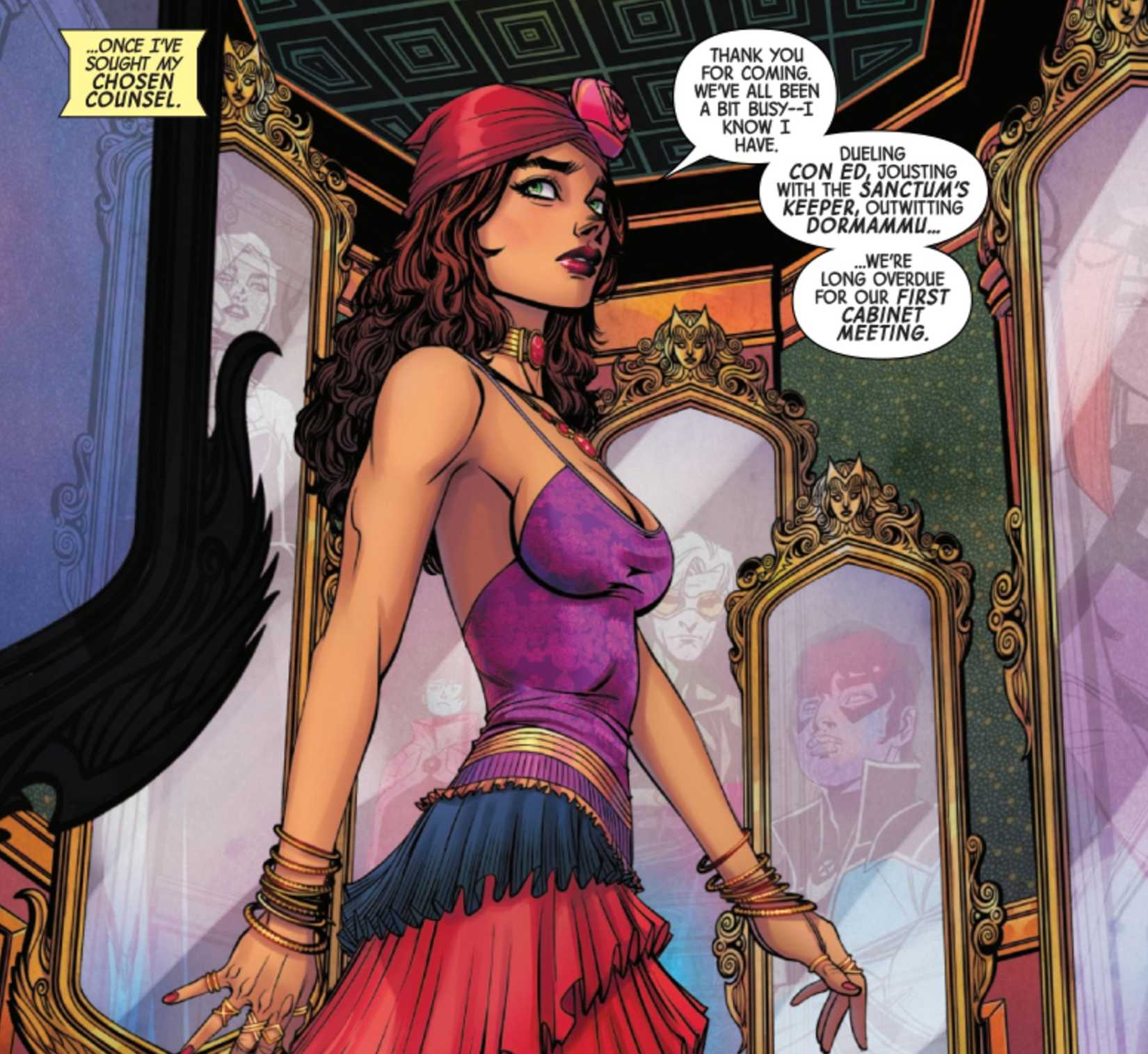 scarlet witch consults her cabinet of advisors