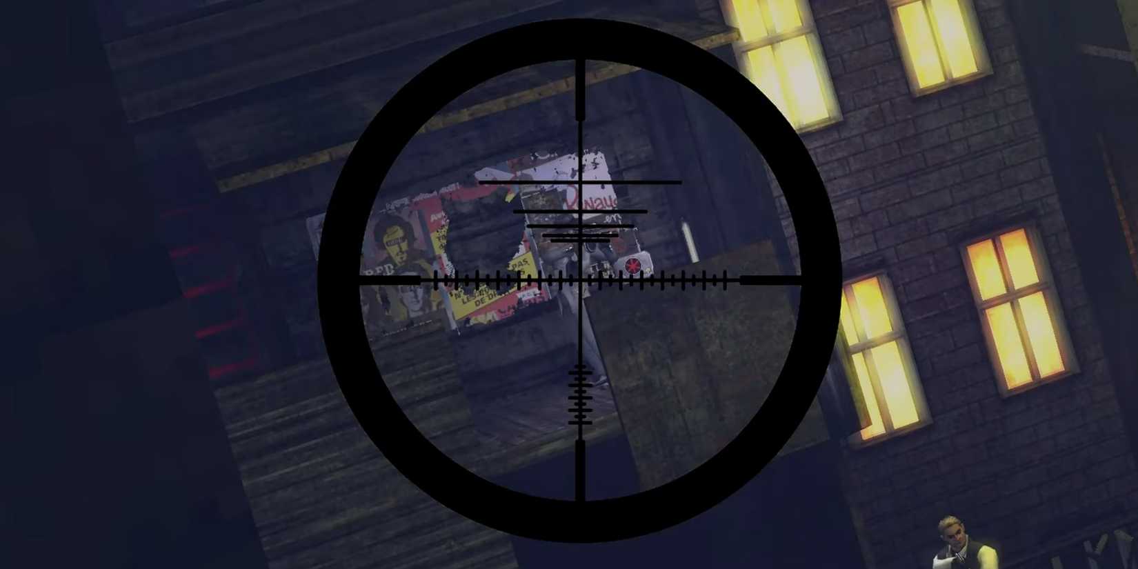 Looking down a scope at a target in Half-Life mod The Last Goodbye