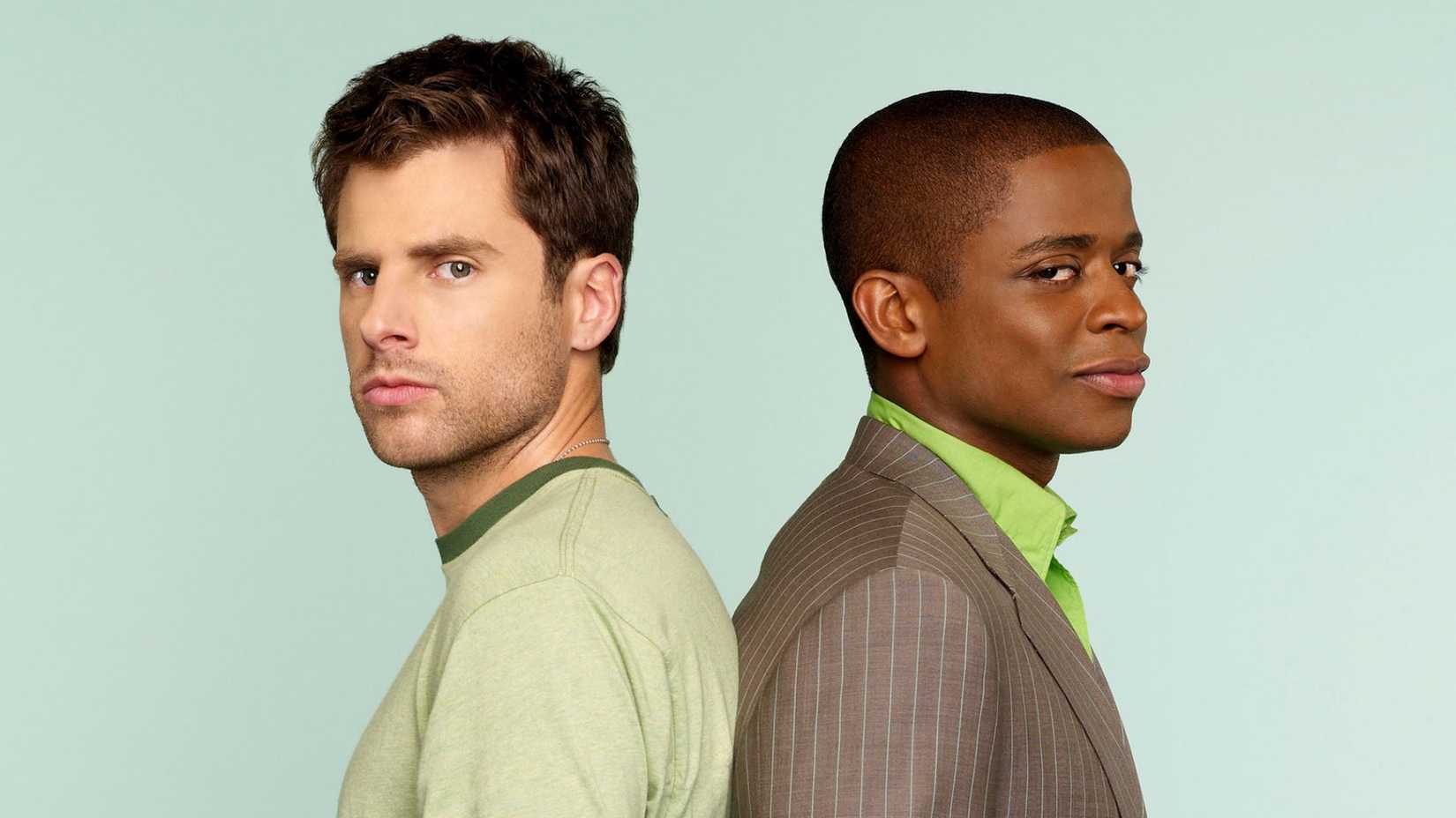 James Roday Rodriguez como Shawn Spencer e Dulé Hill como Burton