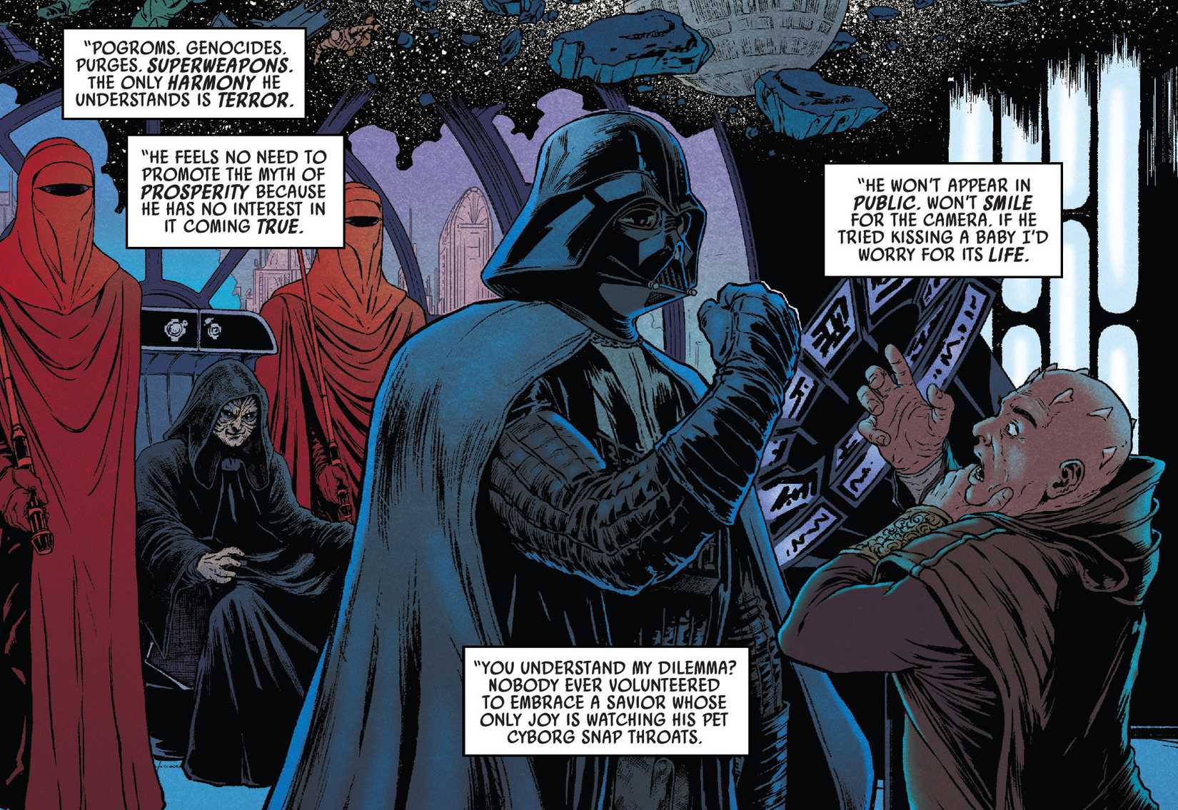 Star Wars Comic Art of Palpatine Ordering Vader To Choke Enemies