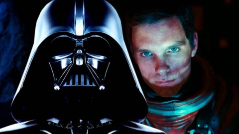 Star Wars' Darth Vader and 2001 A Space Odyssey's David Bowman face the camera together