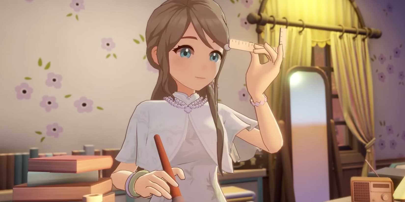 Starsand Island image of Lunelle looking at a ruler