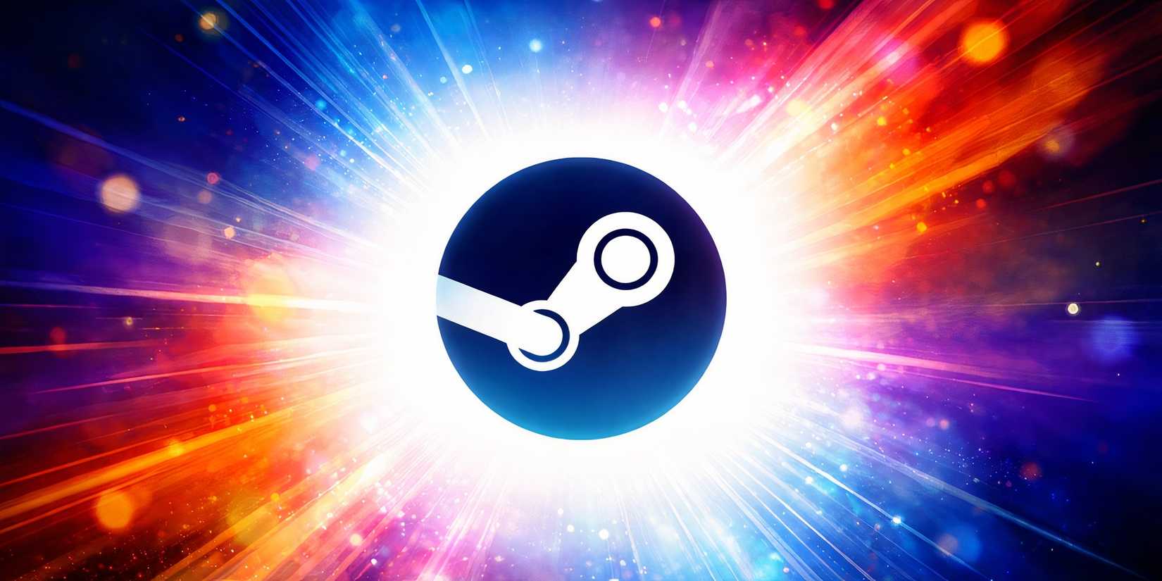 Steam custom logo on top of colorful background explosion