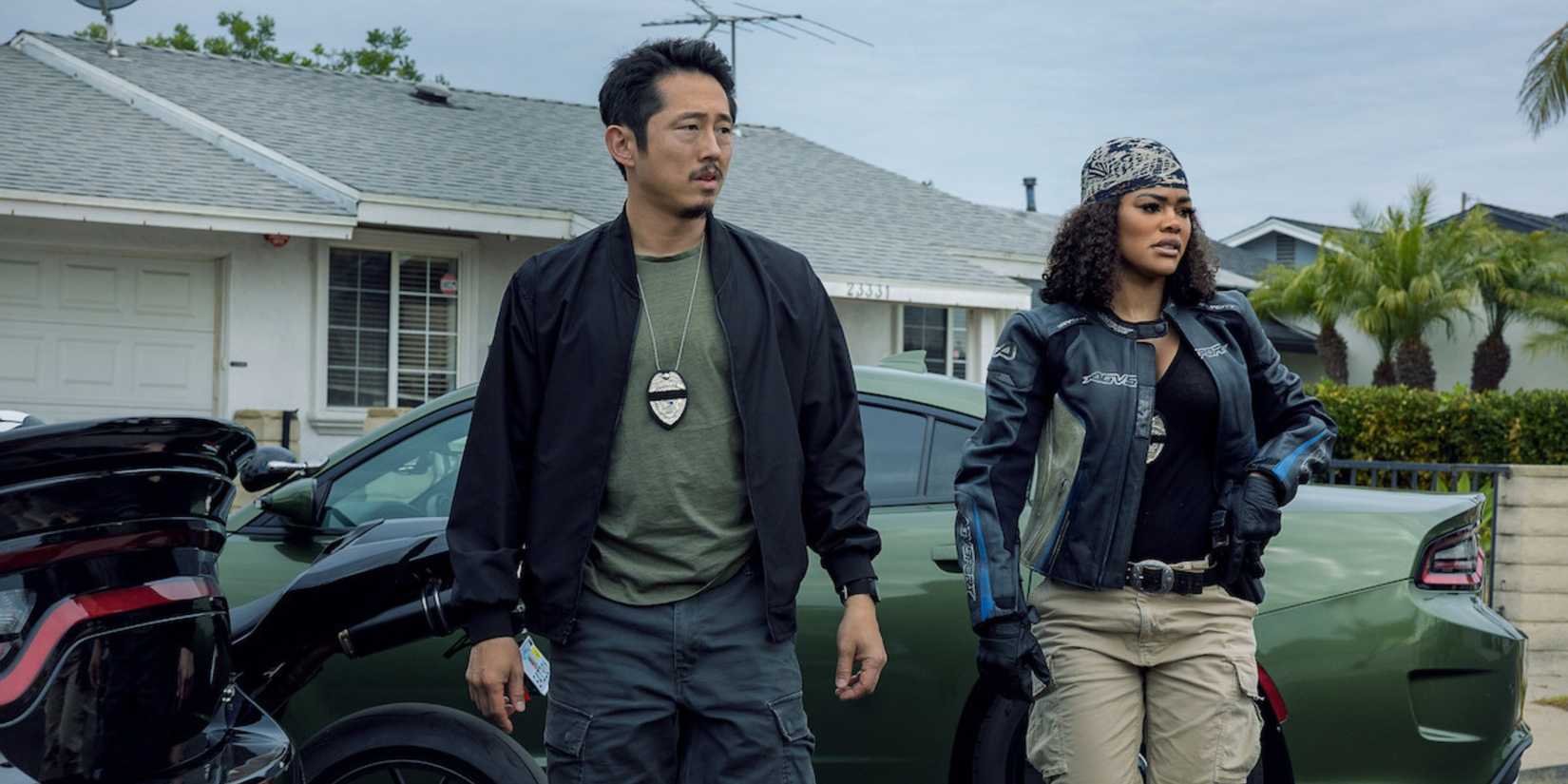 Top 10 Must-Watch Streaming Movies of 2026 1 Steven Yuen and Teyana Taylor in The Rip