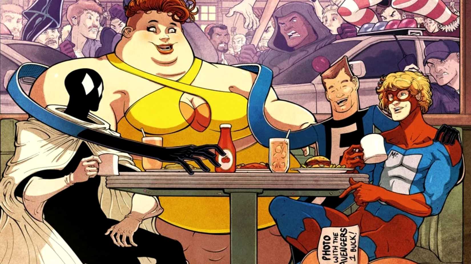 The Great Lakes Avengers meet up to eat in Marvel Comics