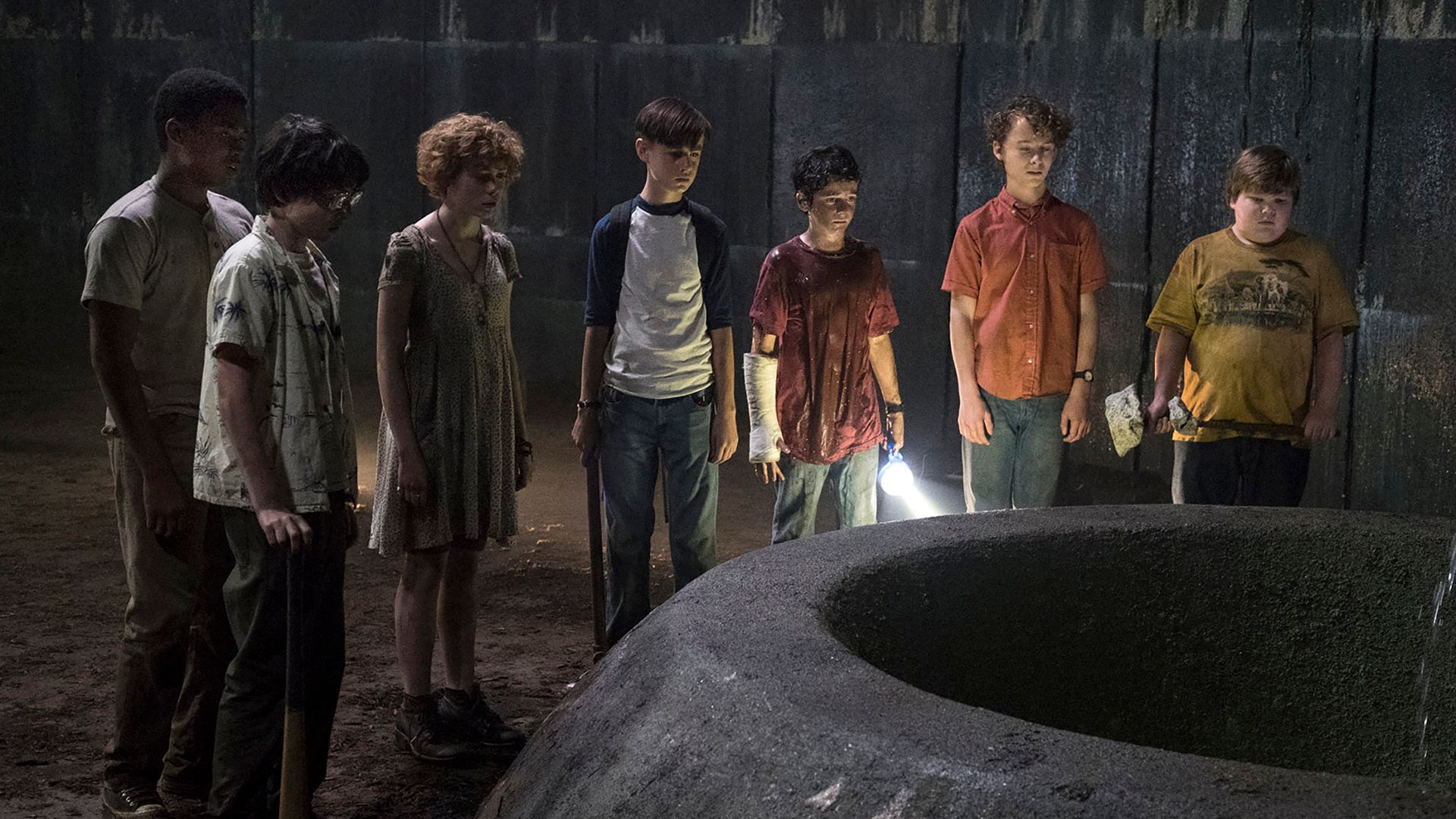 The Losers underneath Neibolt Street's house in It 2017