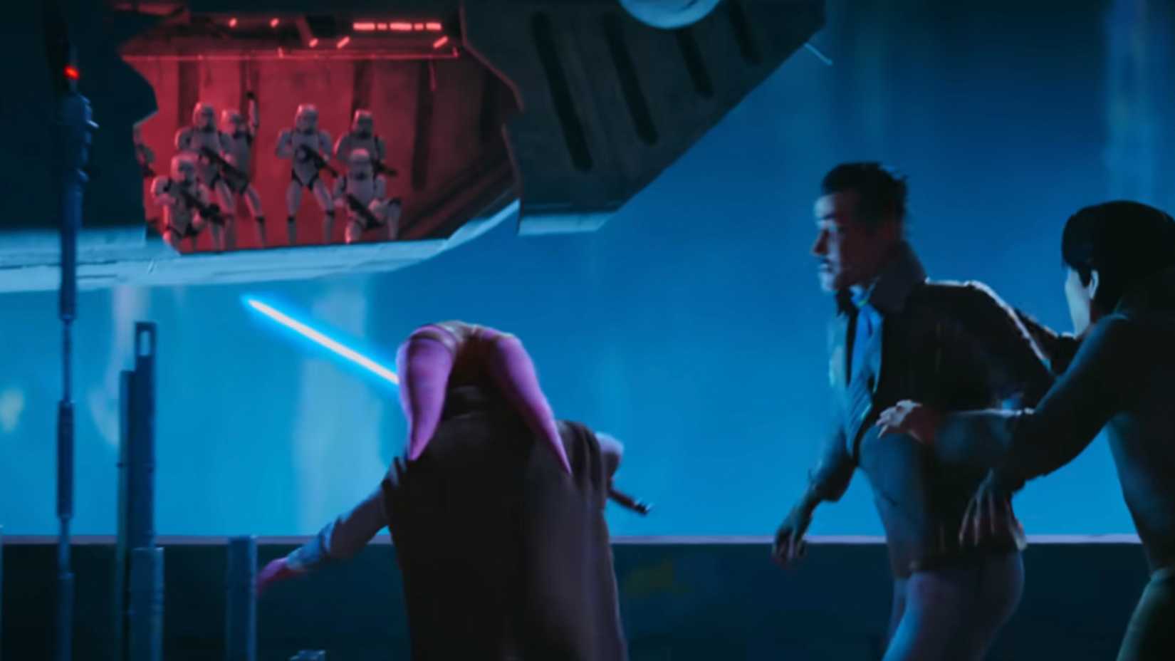 Twi'lek Apprentice Fighting Stormtroopers in Maul Shadow Lord Trailer-1