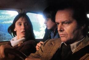 Wendy Danny and Jack in the car at the beginning of The Shining