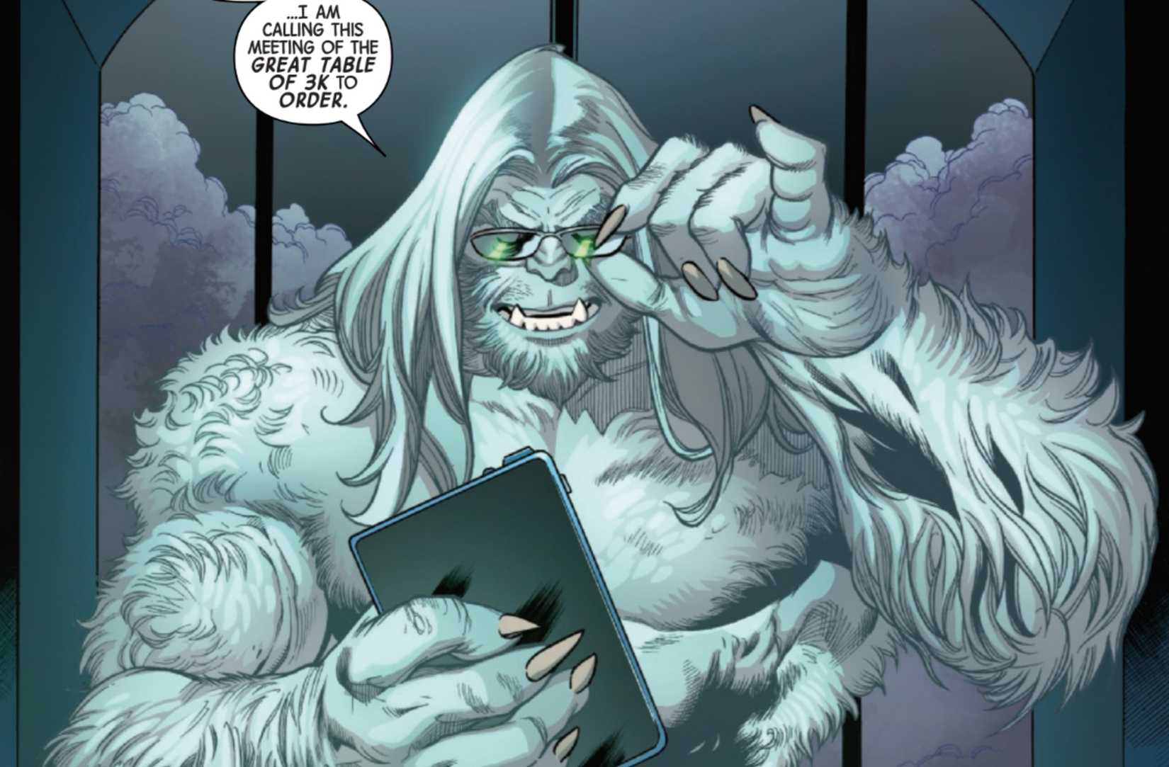 x-men's beast with white fur