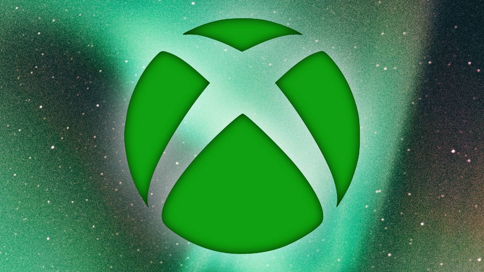 A green Xbox logo superimposed over a starry sky with an aurora.