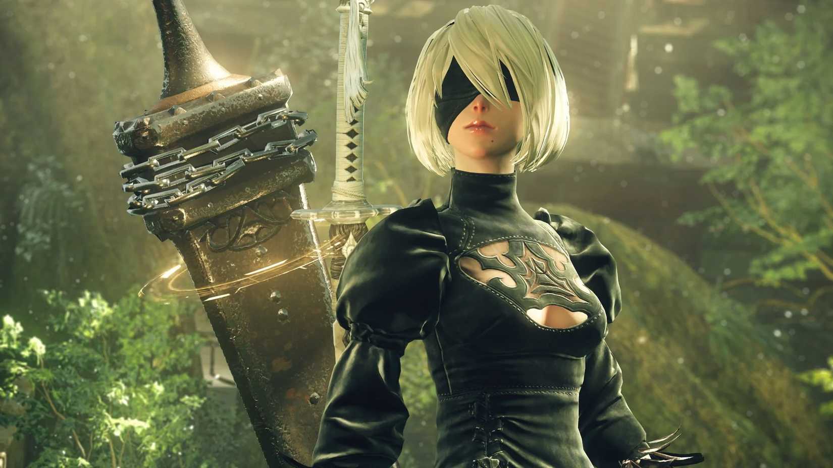 2B mit zwei Schwertern auf dem Rücken in Nier: Automata.
