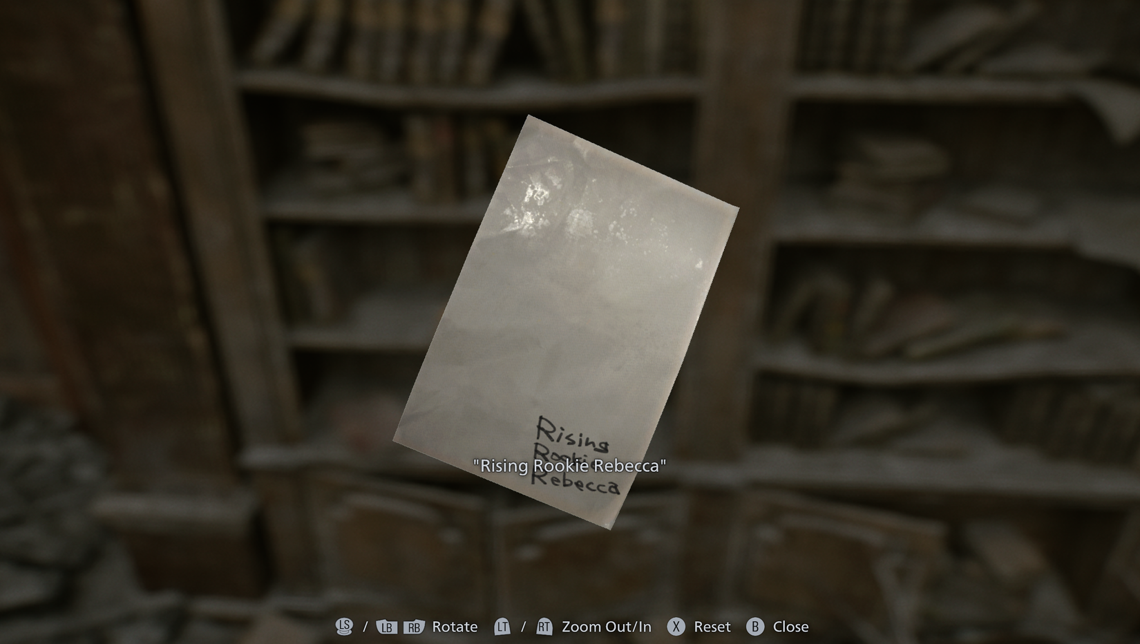 The back of a photo with the words Rising Rookie Rebecca written on it