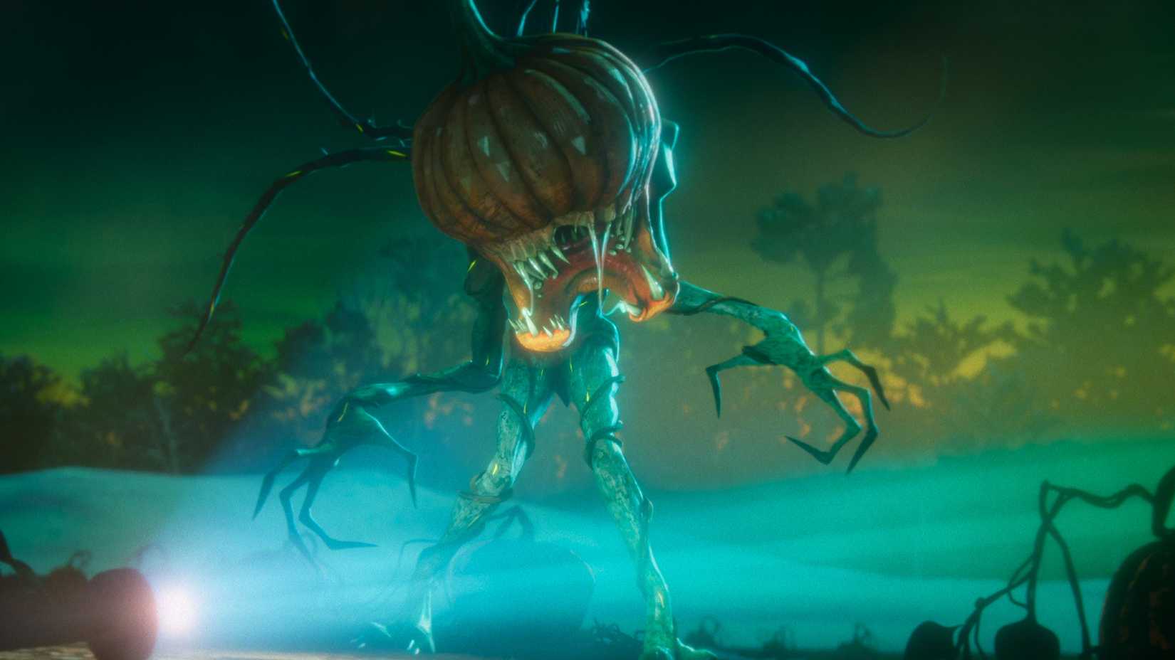 Um monstro abóbora em Stranger Things Tales From '85