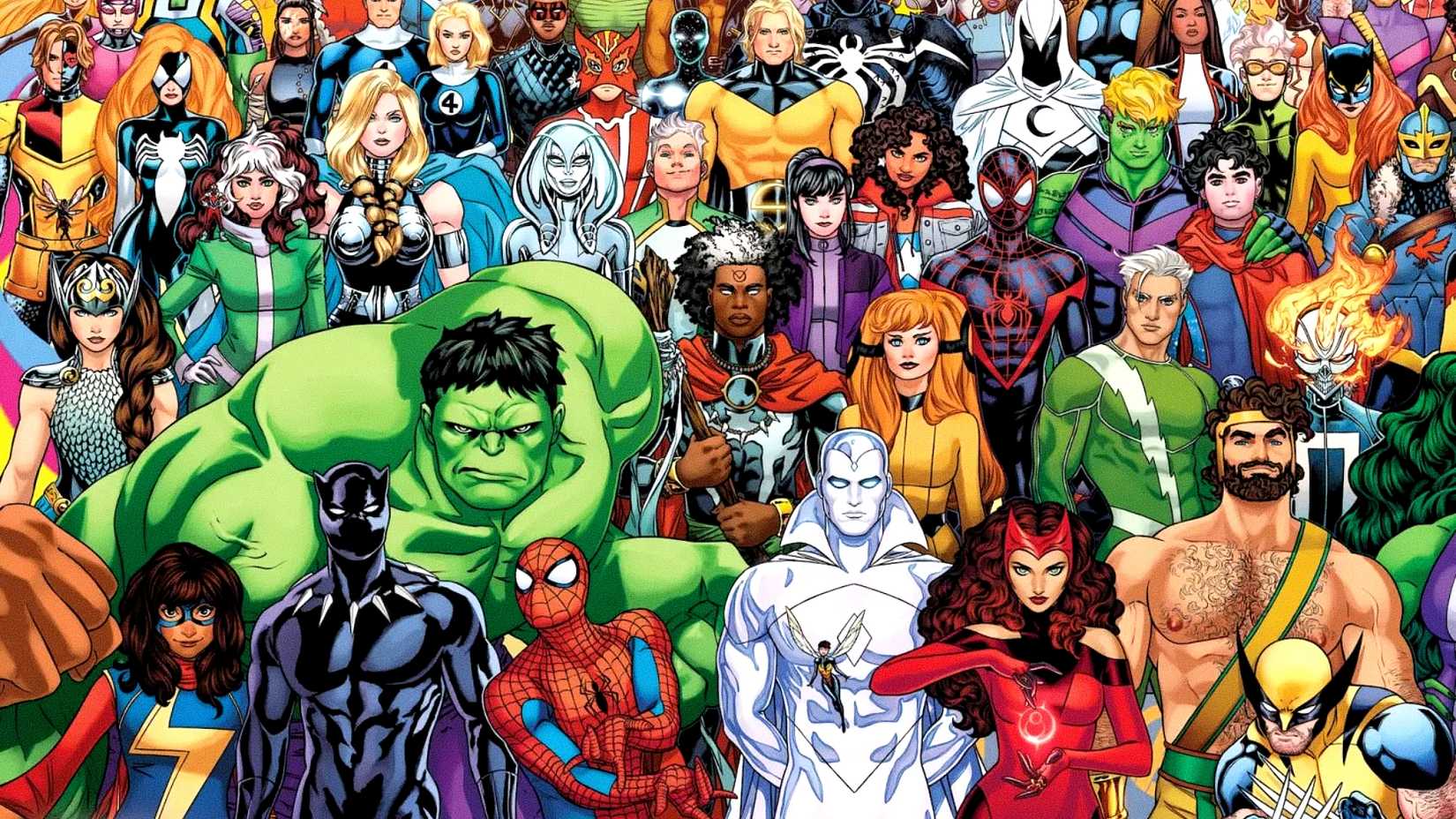 Alle mächtigsten Helden der Marvel-Geschichte versammeln sich für ein Foto zur Feier der 800. Ausgabe der Avengers in Marvel Comics