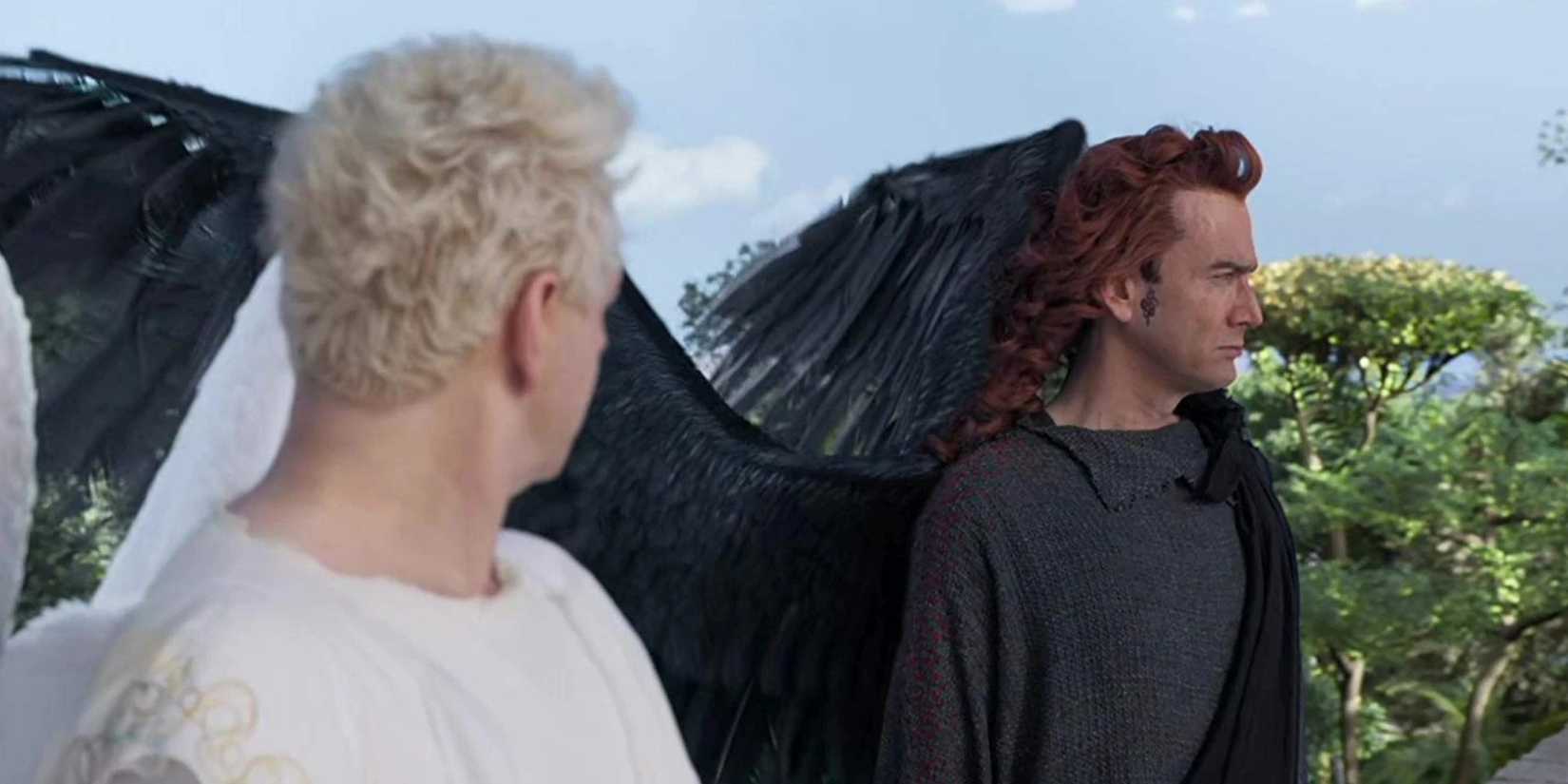 Aziraphale und Crowley im Garten Eden in Good Omens Folge 1