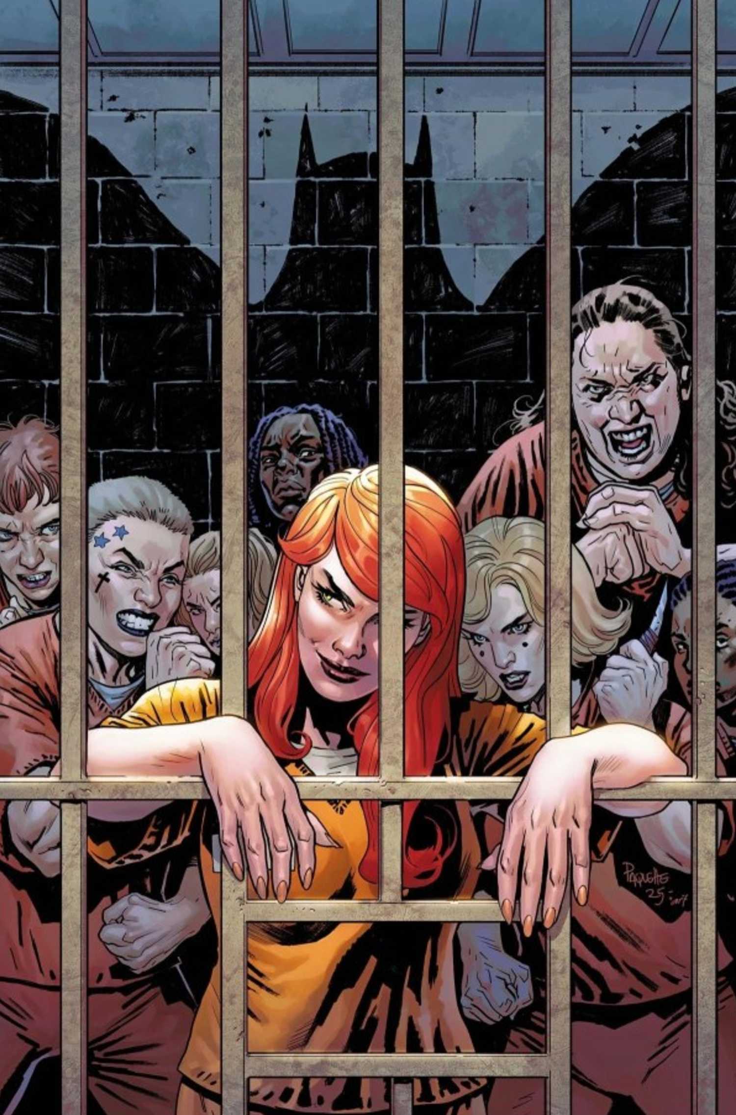 Batman Is Officially Losing the Batcave in DC Lore 3 batgirl barbara gordon breakout #1 cover, showing babs in prison orange, locked up