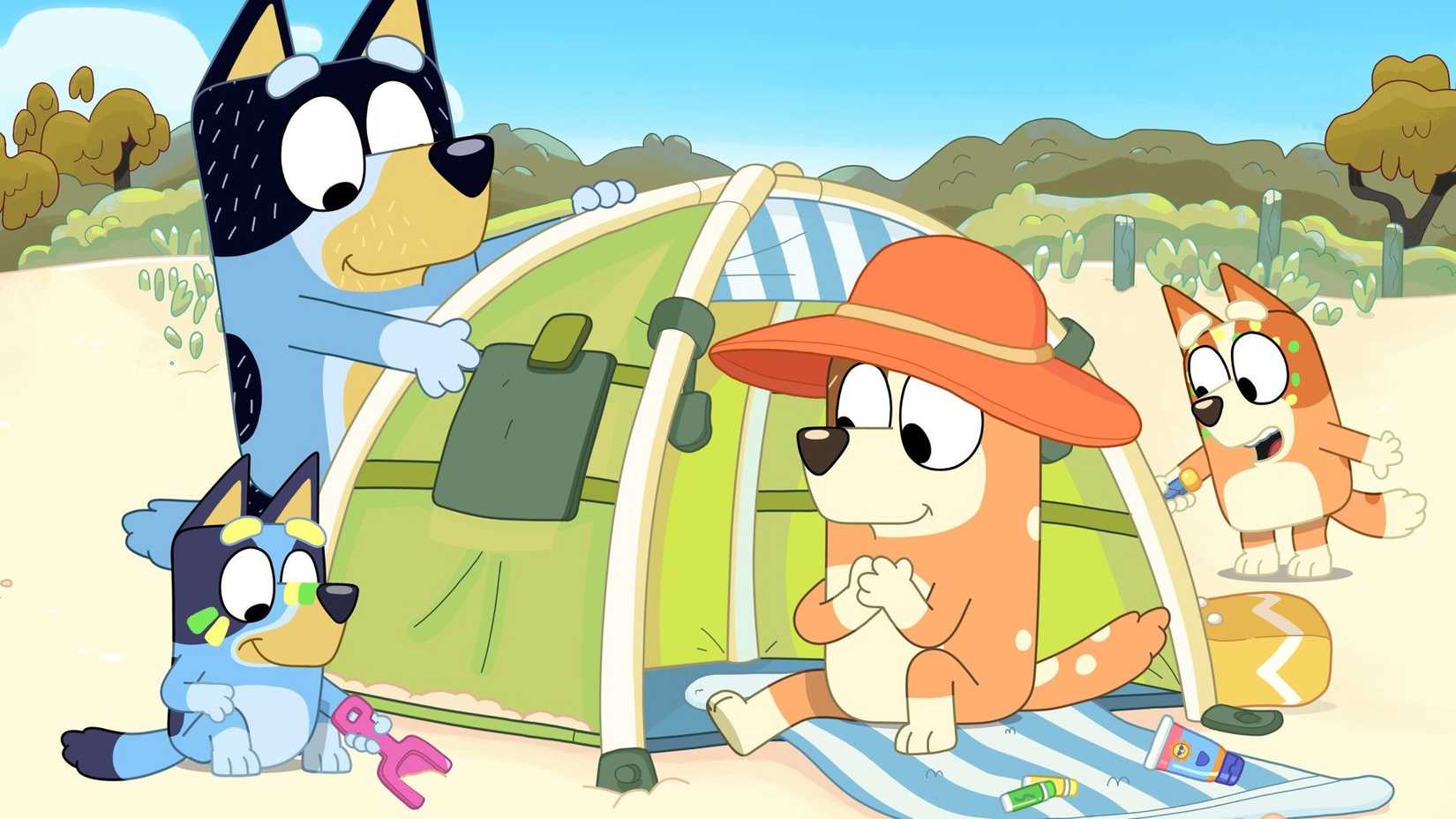 bluey and family at the beach