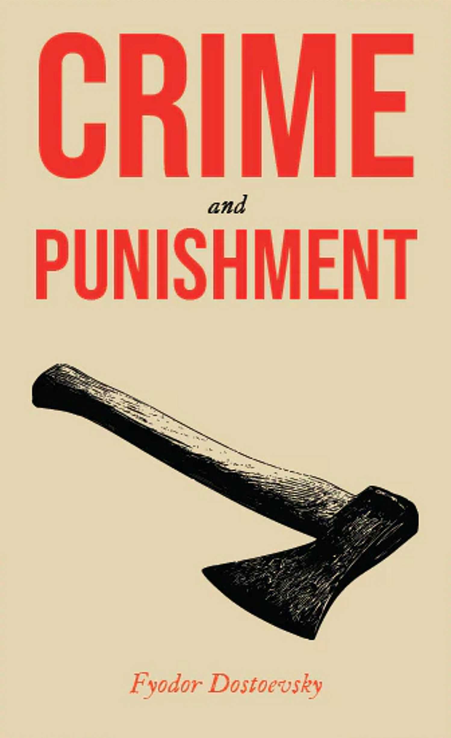Crime and Punishment book cover, an illustration of an axe
