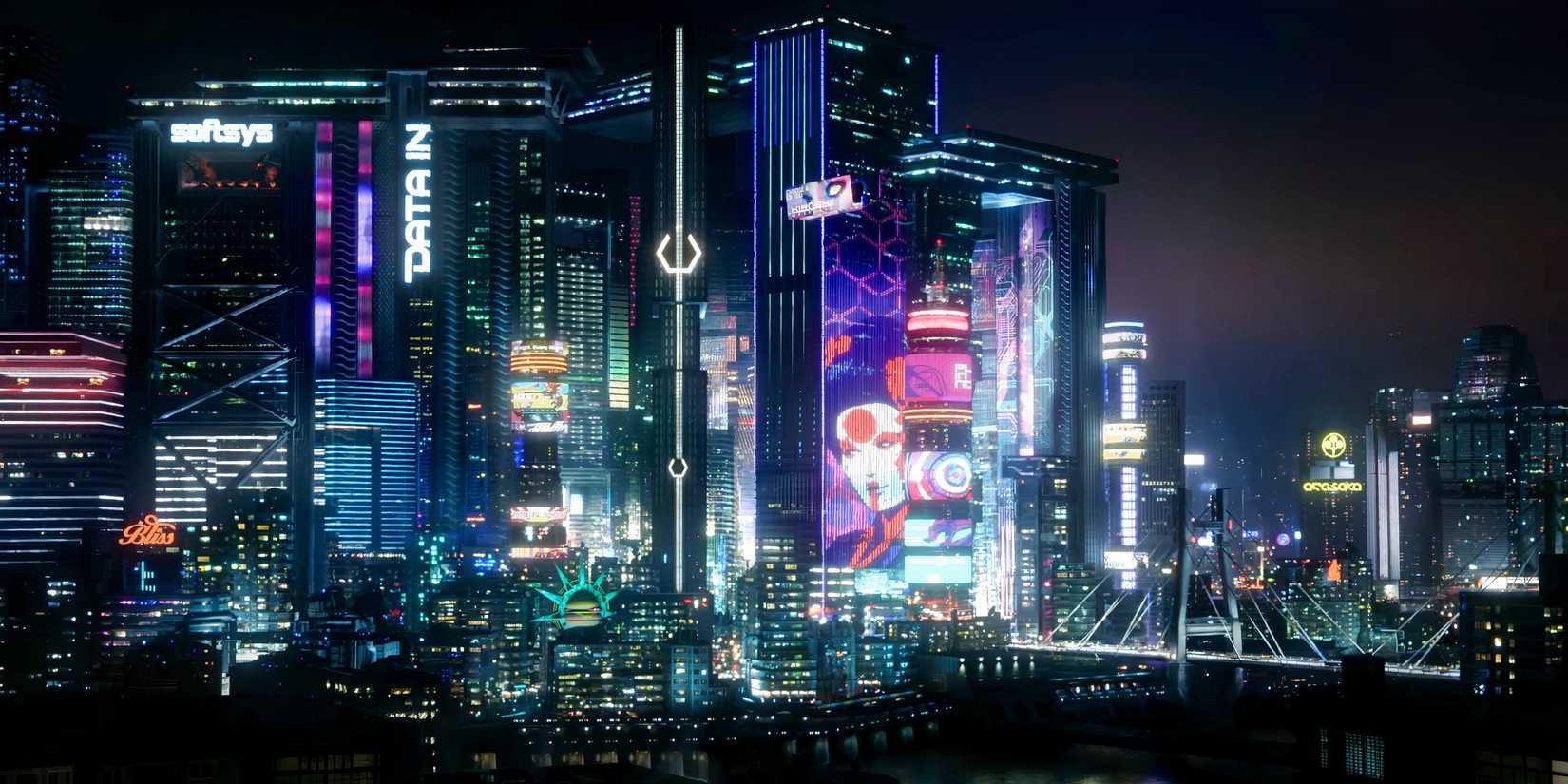 Cyberpunk 2077 city at night