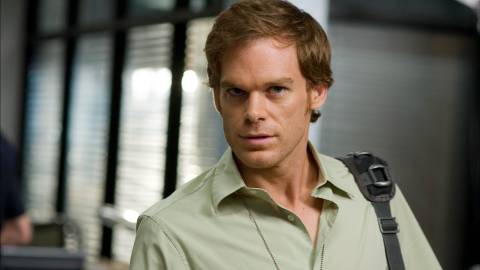 Michael C. Hall as Dexter Morgan with a strange look on his face in Dexter.