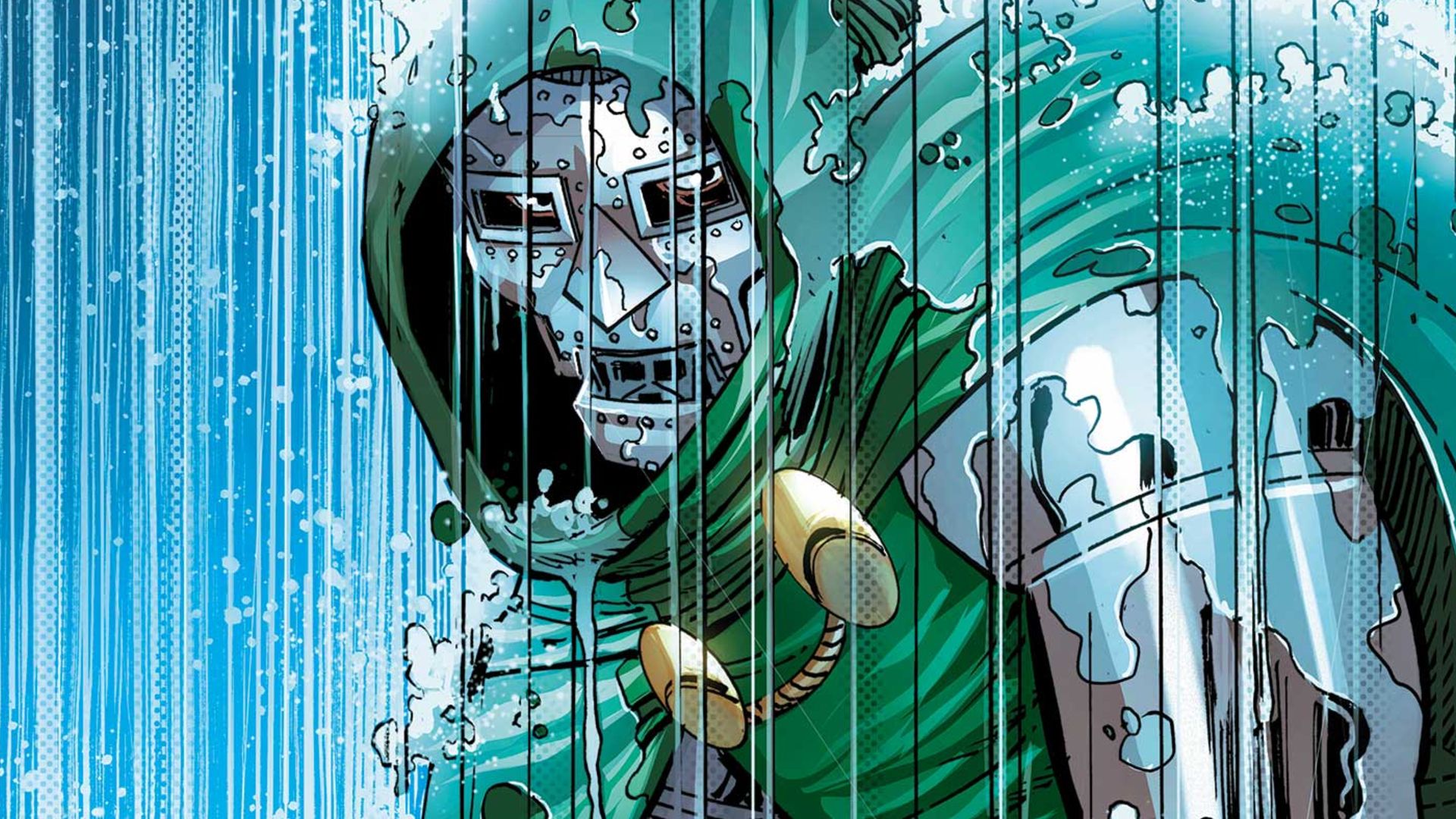 doctor doom scowling in the rain