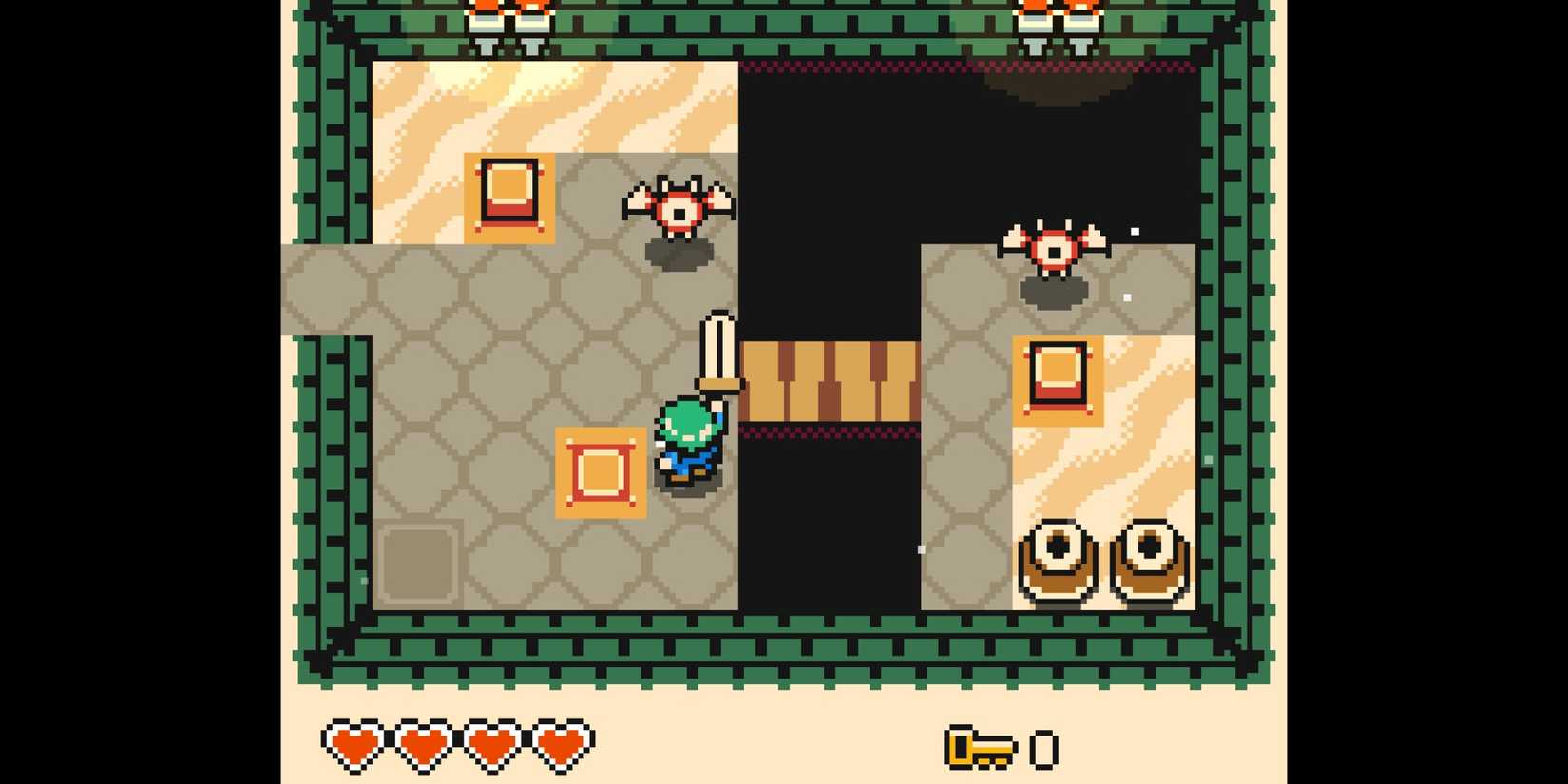 Aster golpea con su espada a un enemigo parecido a un murciélago en un dungeon de Echo Isle.