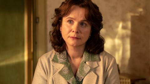 Emily Watson as Ulana Khomyuk looking slightly concerned in Chernobyl