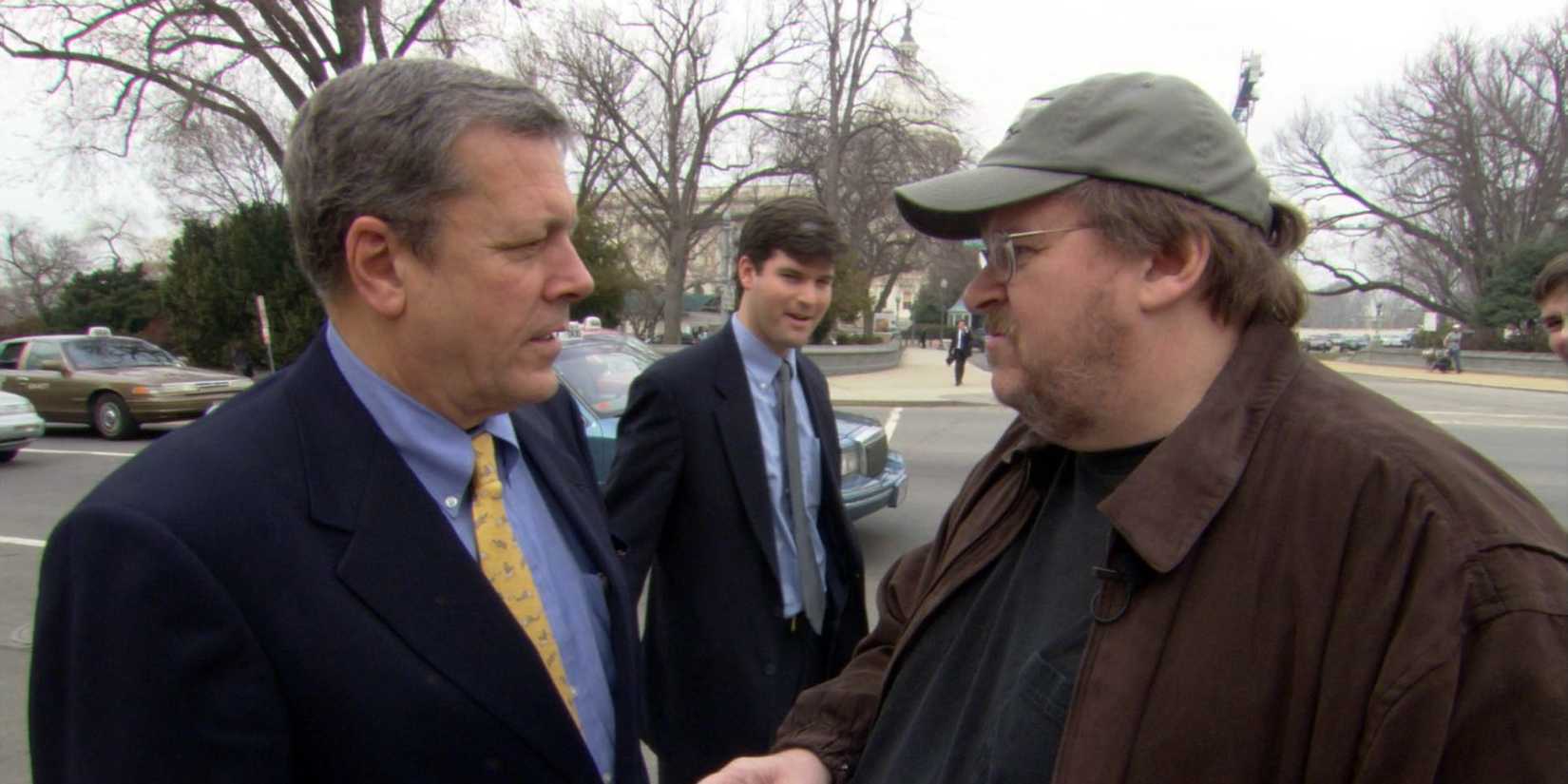 Michael Moore talking to a government official in Fahrenheit 9/11.