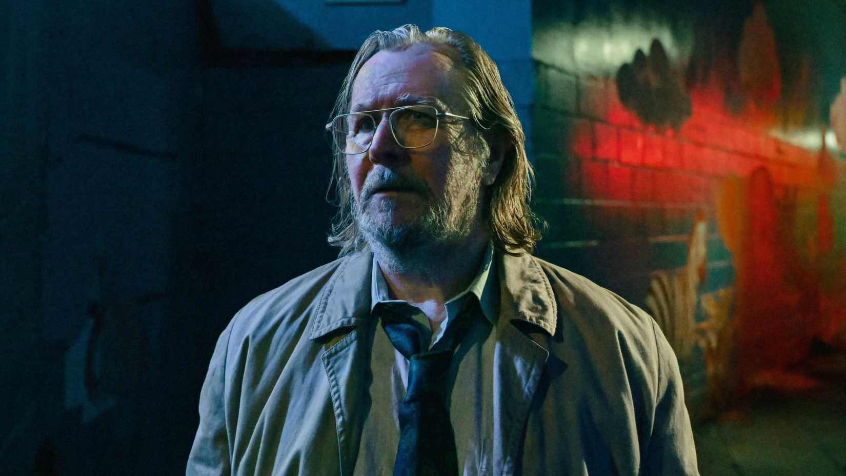 Gary Oldman looking concerned in Slow Horses
