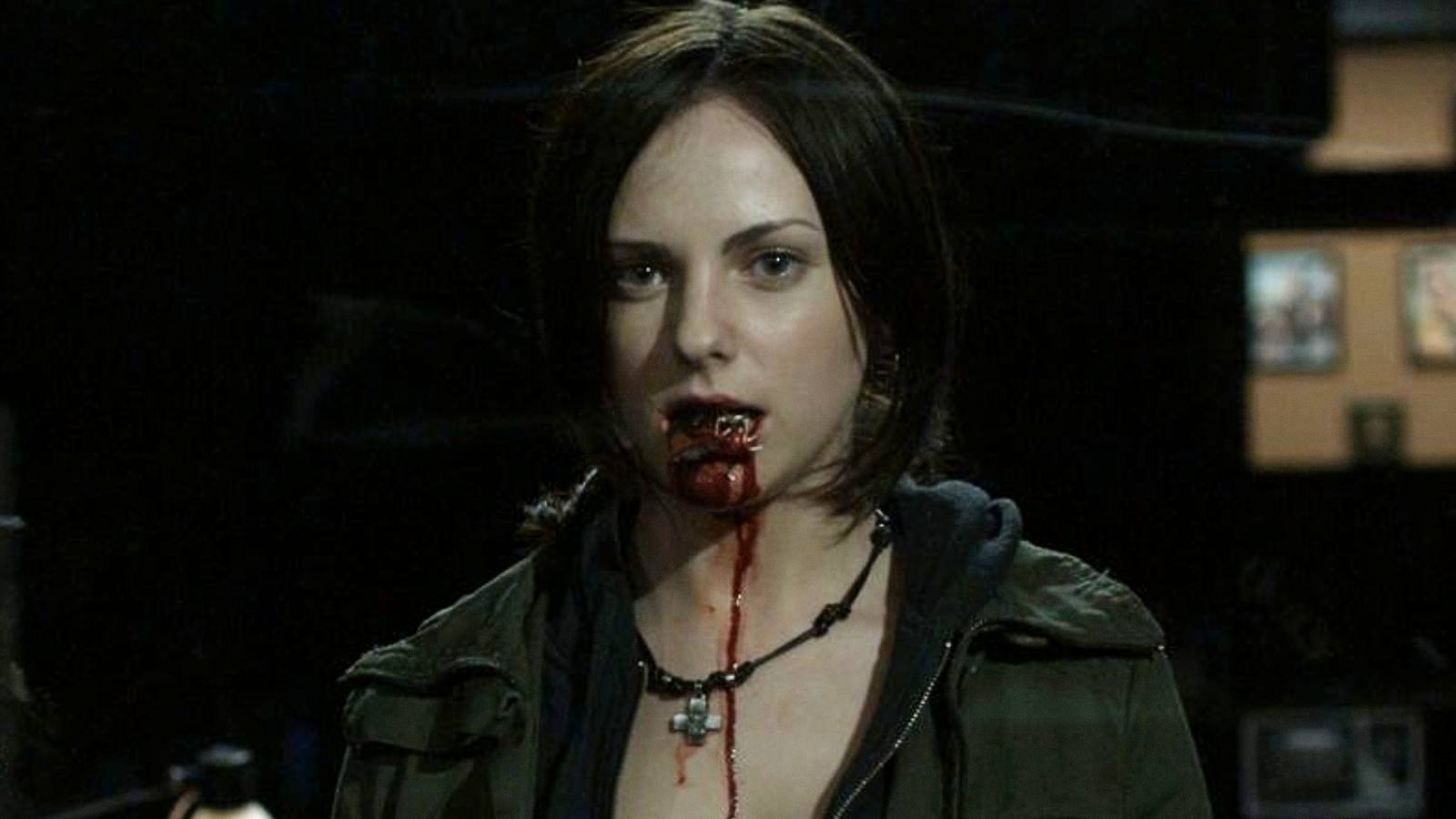 Georgina Reilly's Laurel-Ann Drummond bleeds as a zombie in Pontypool