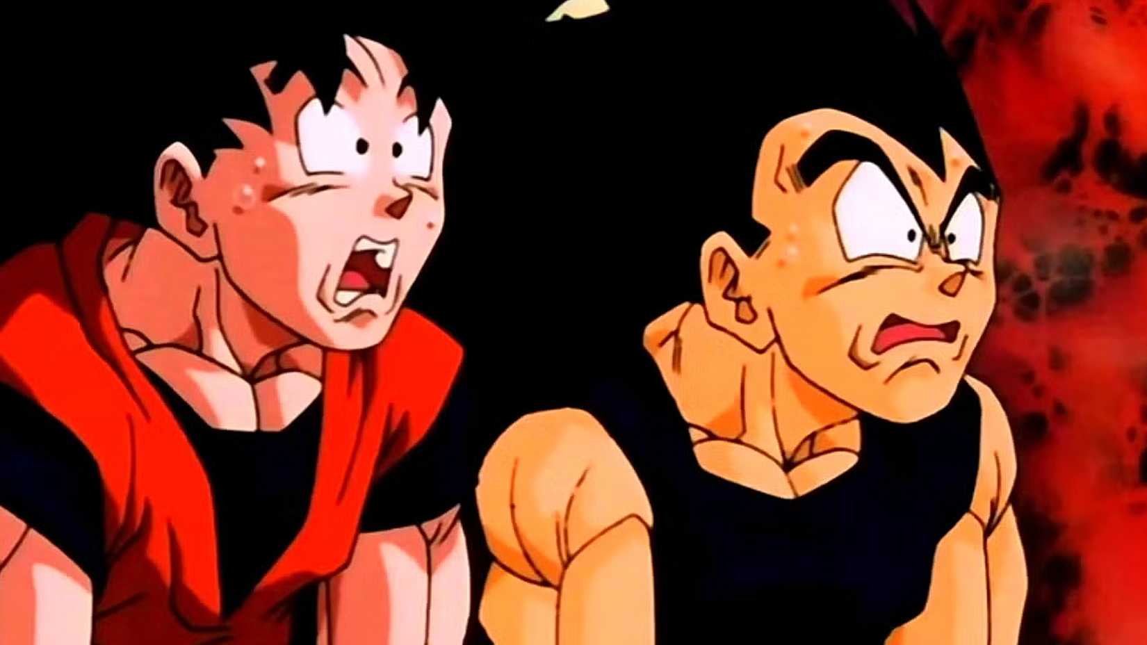 goku and vegeta looking shocked in dragon ball z-1