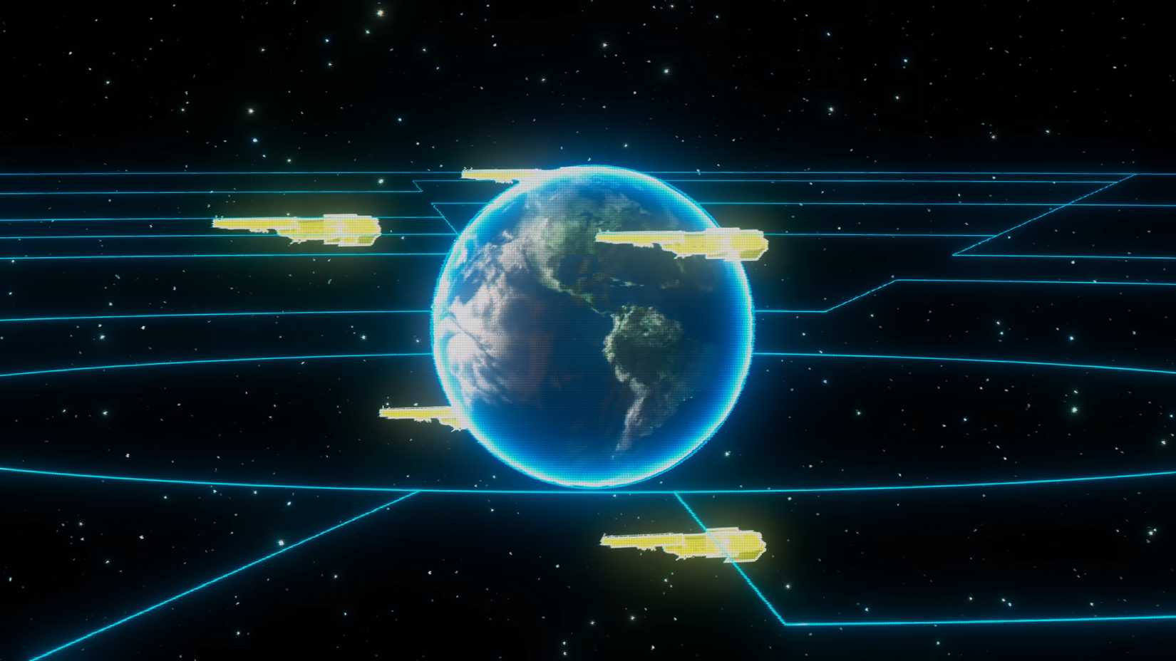 Das Hologramm von Helldivers 2 zeigt Superzerstörer im Orbit um Super Earth.