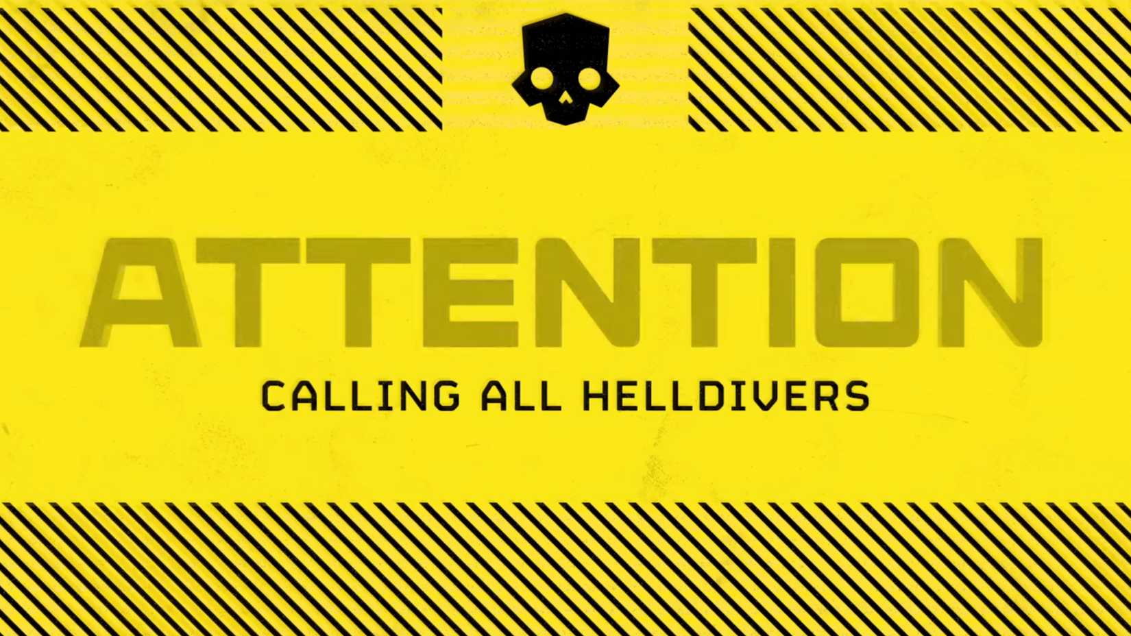 Helldivers 2 gelbes Achtung-Warnschild