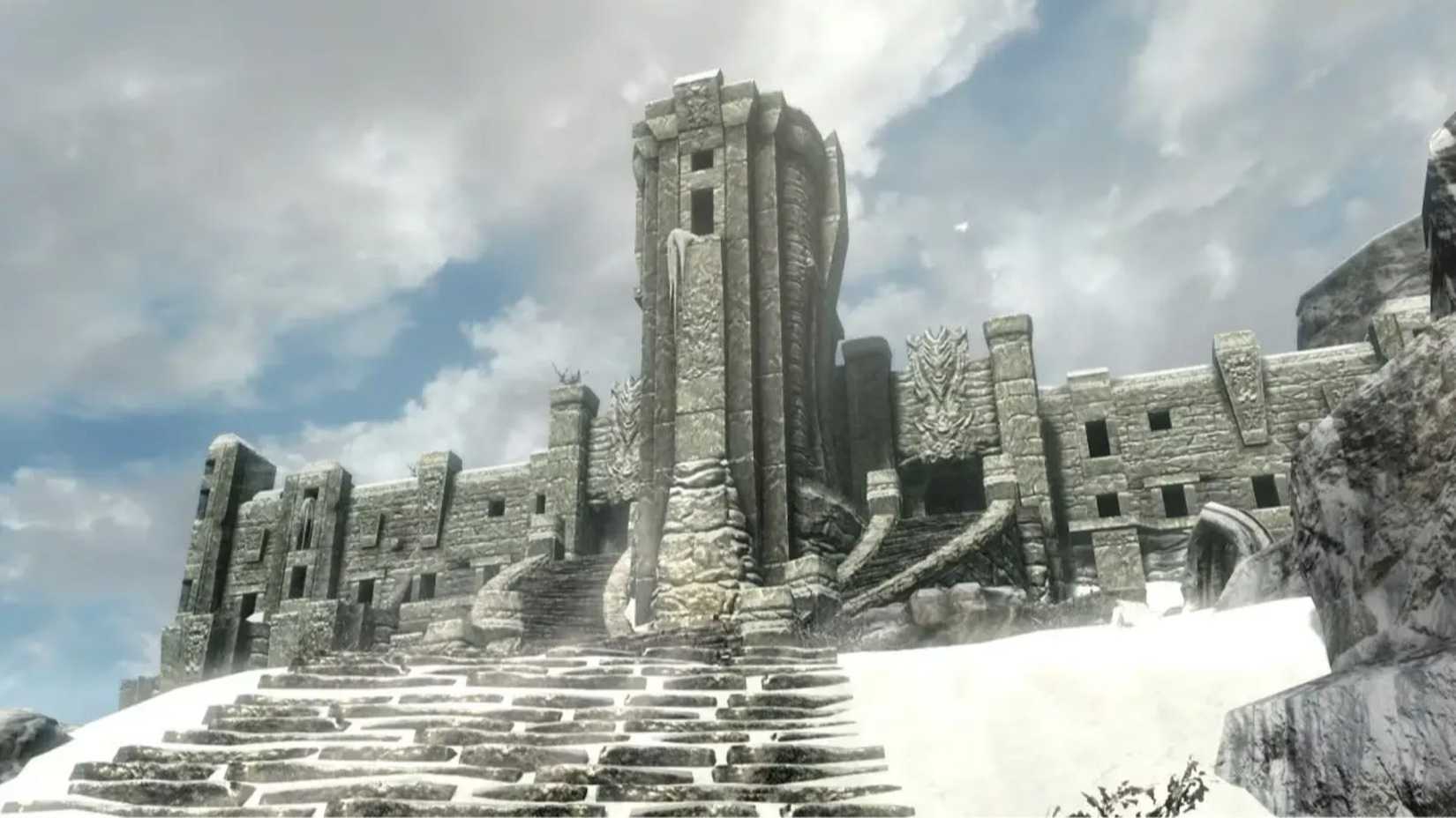 A view of High Hrothgar from the front