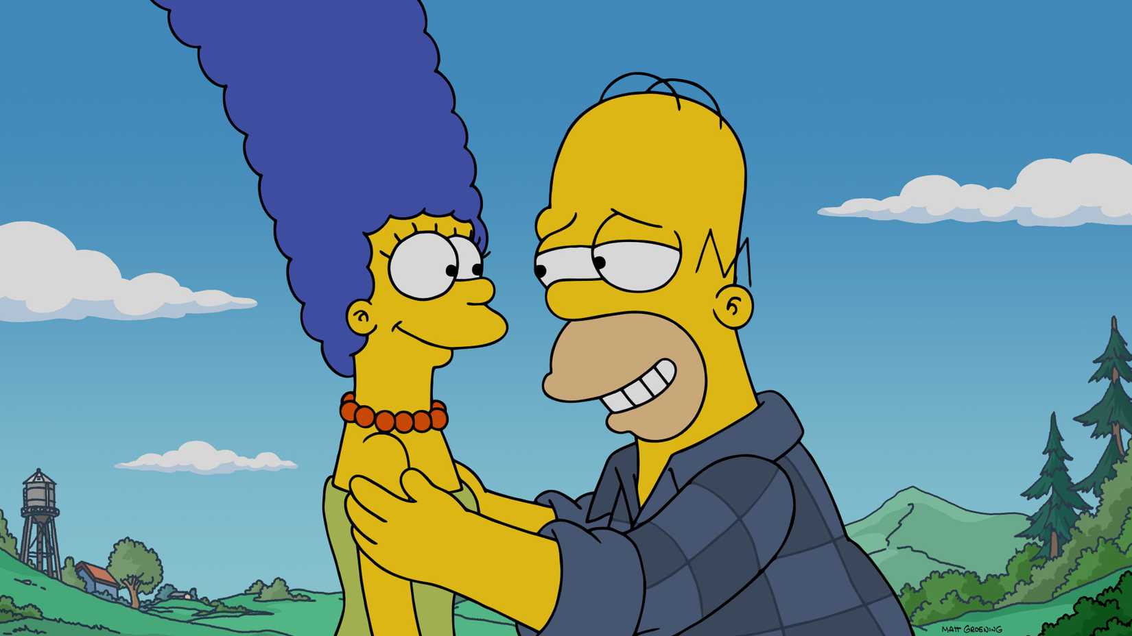 Homer kurz vor dem Umarmen von Marge in der 37. Staffel von The Simpsons