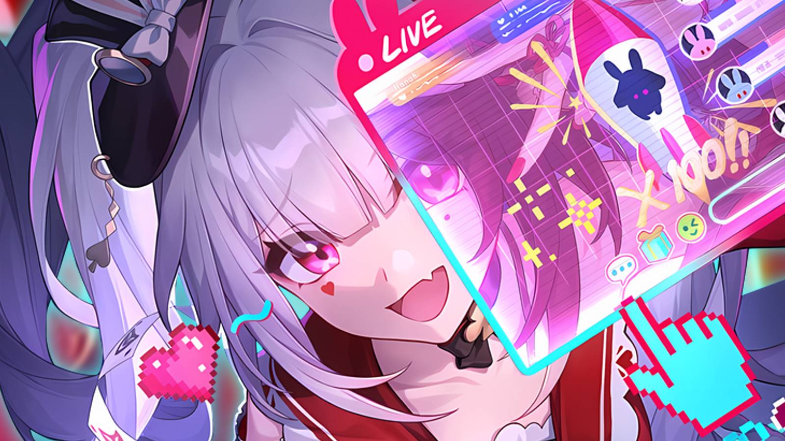 Sparxie smiles at a colored screen in Honkai Star Rail.