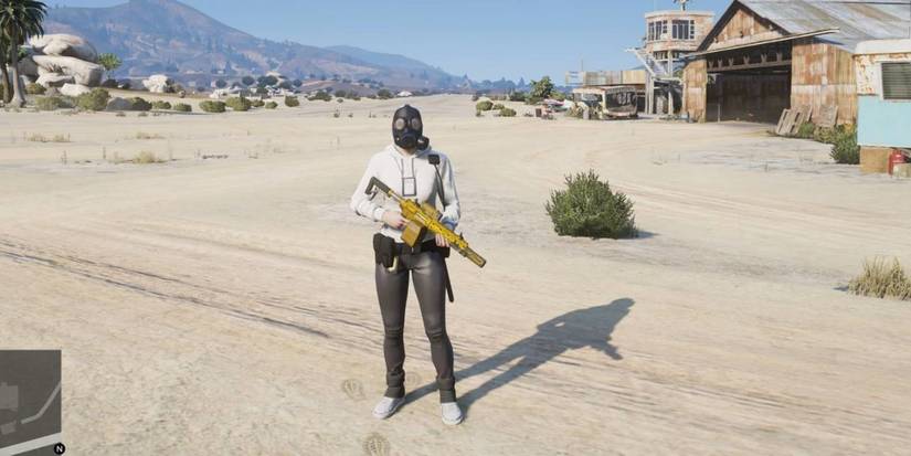 GTA 5 The Exclusion Zone mod with character using a Gas Mask to avoid radiation