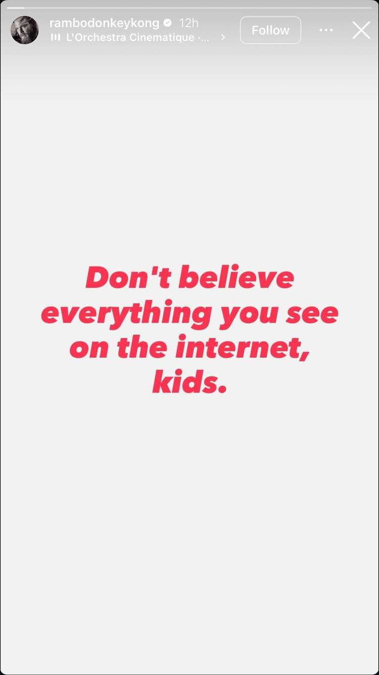 A screenshot of Ryan Hurst's Instagram story