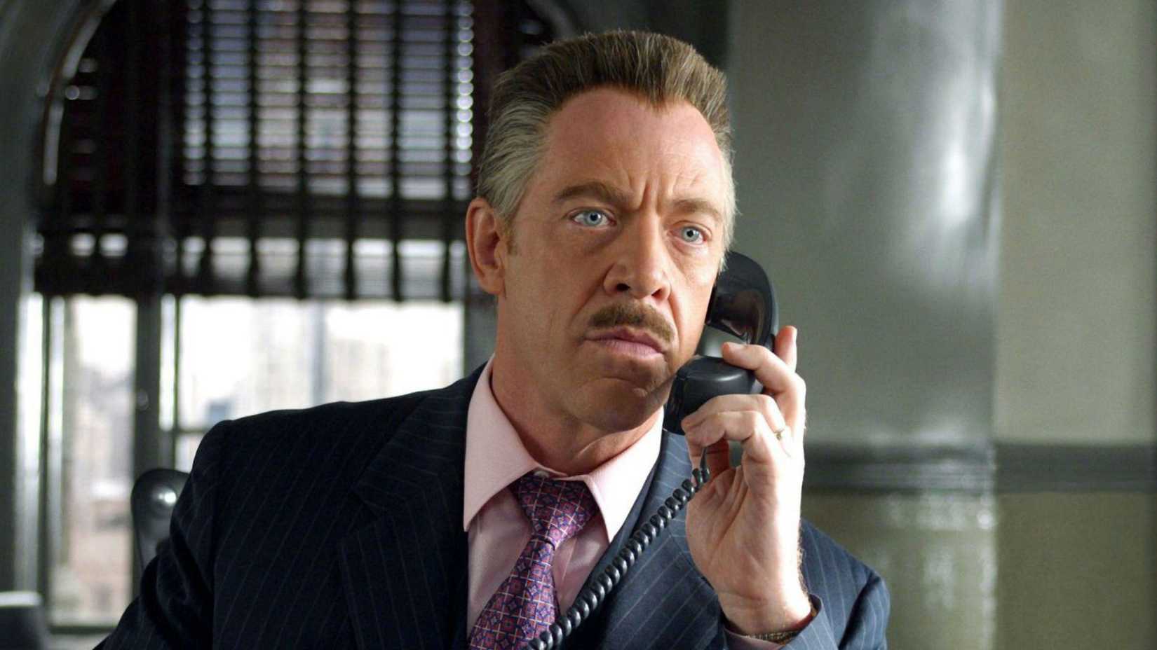 J Jonah Jameson on the phone in the Spider-Man movie
